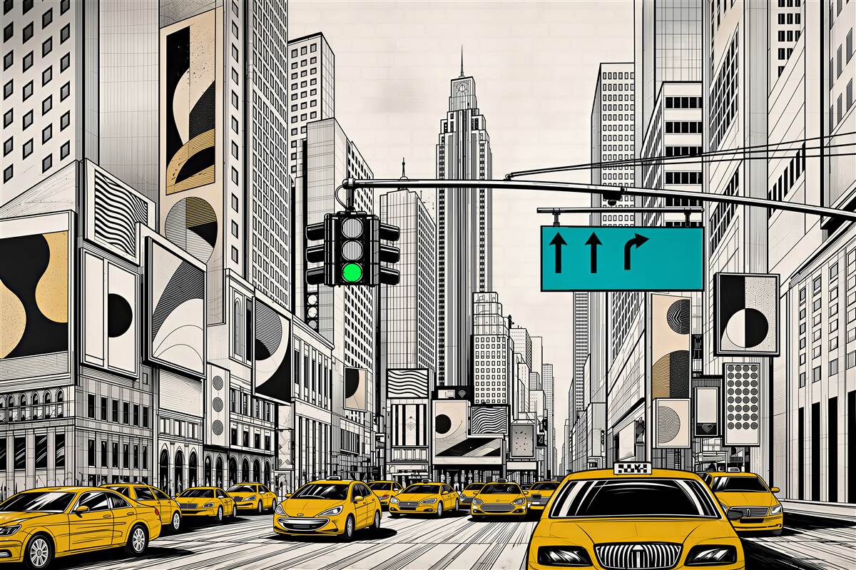Fotobehang geschilderd New York