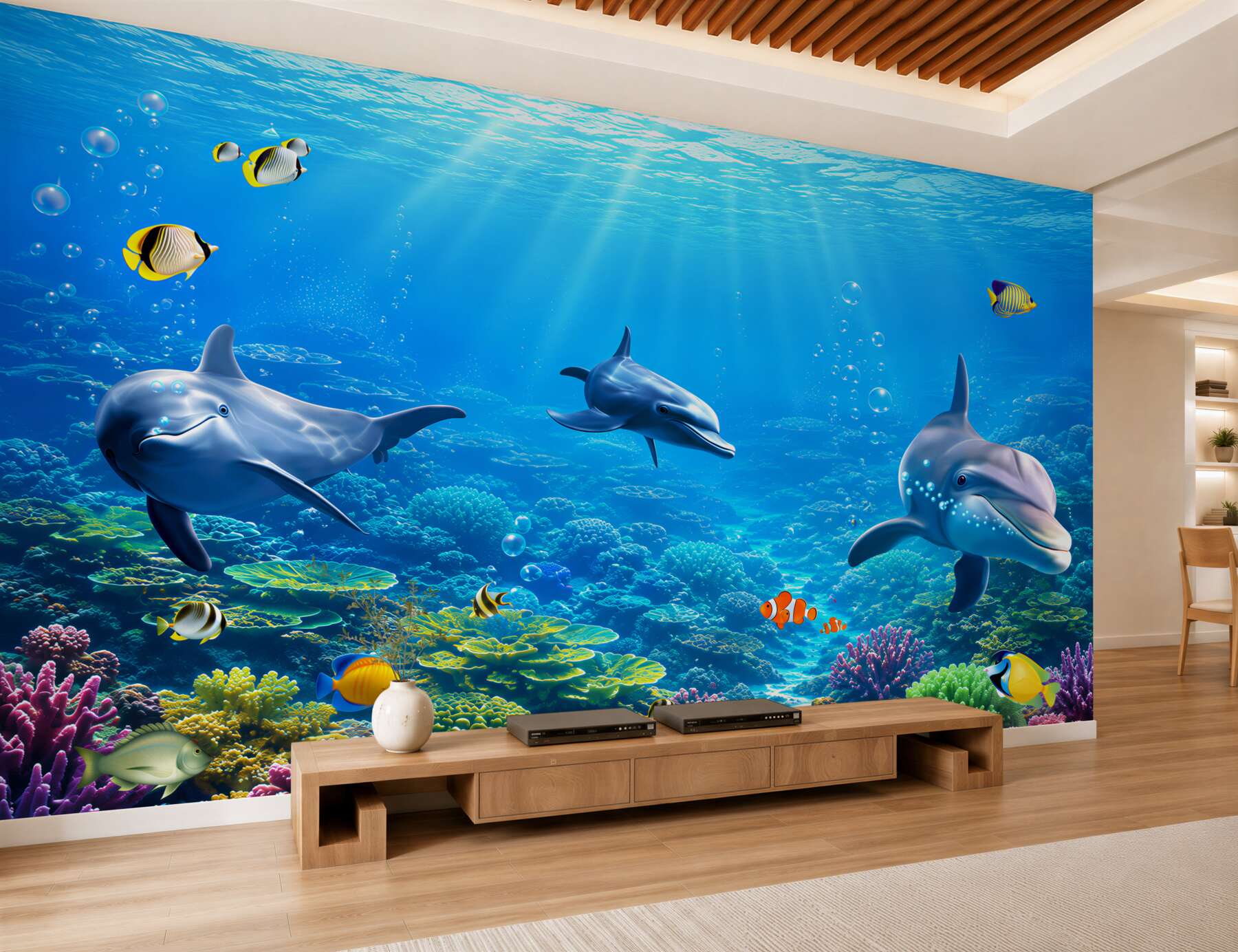 Fotobehang Dolfijnen in het aquarium