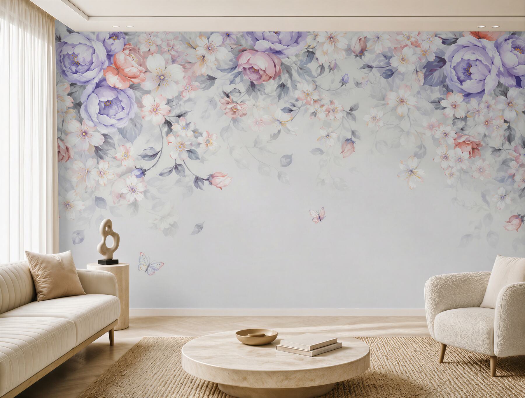 Fotobehang Bloemen op een witte achtergrond