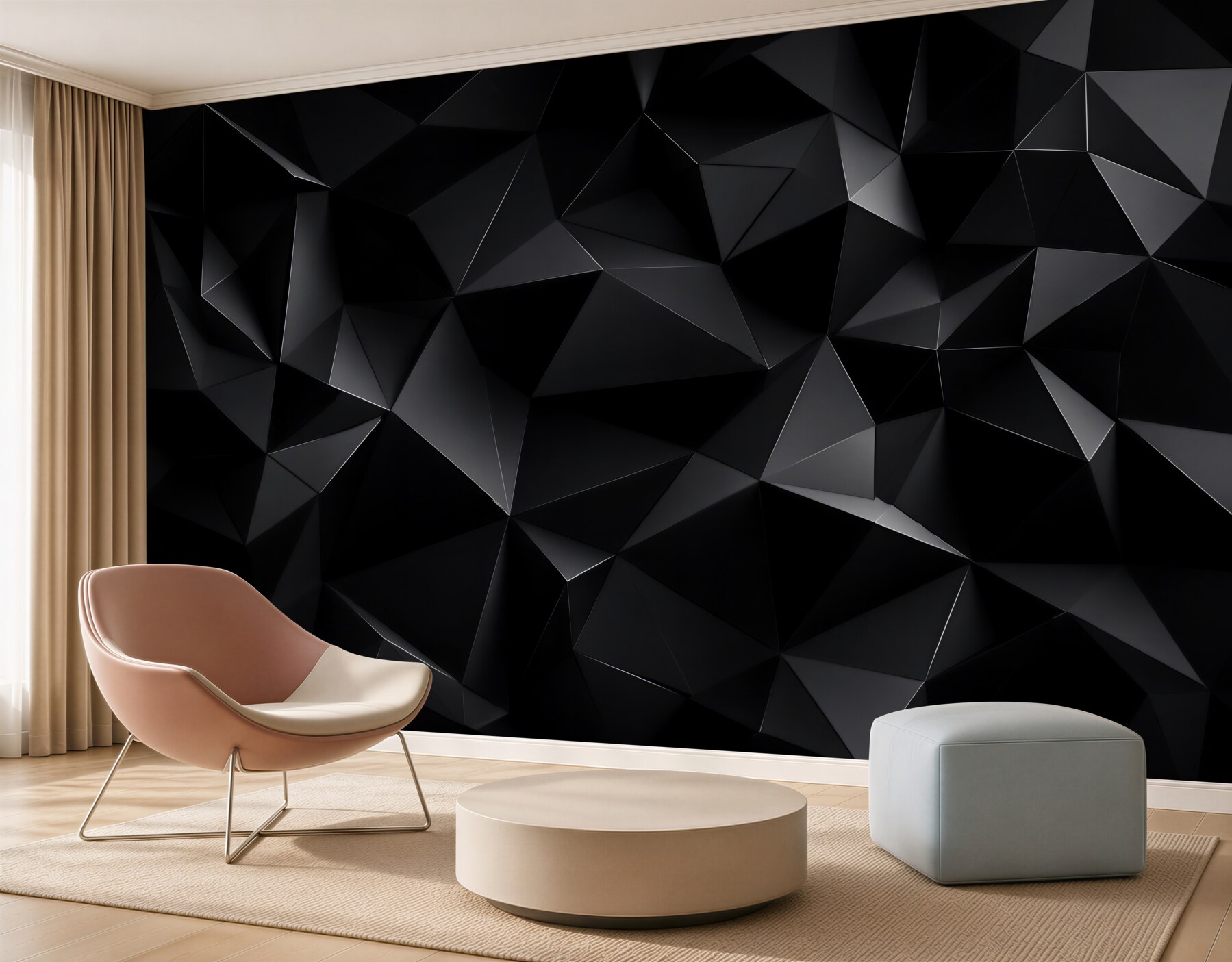 Fotobehang 3D zwarte muur