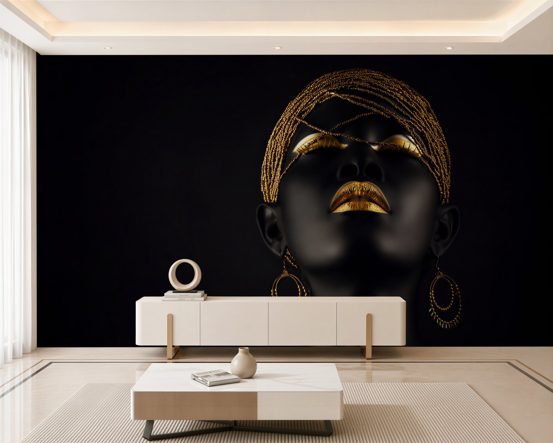 Fotobehang vrouw met goud