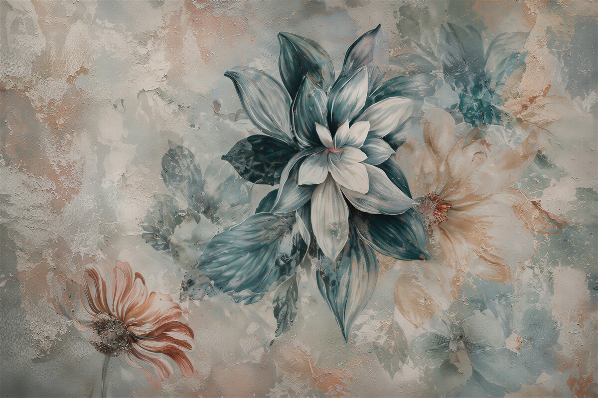 Fotobehang bloemen in vintage stijl