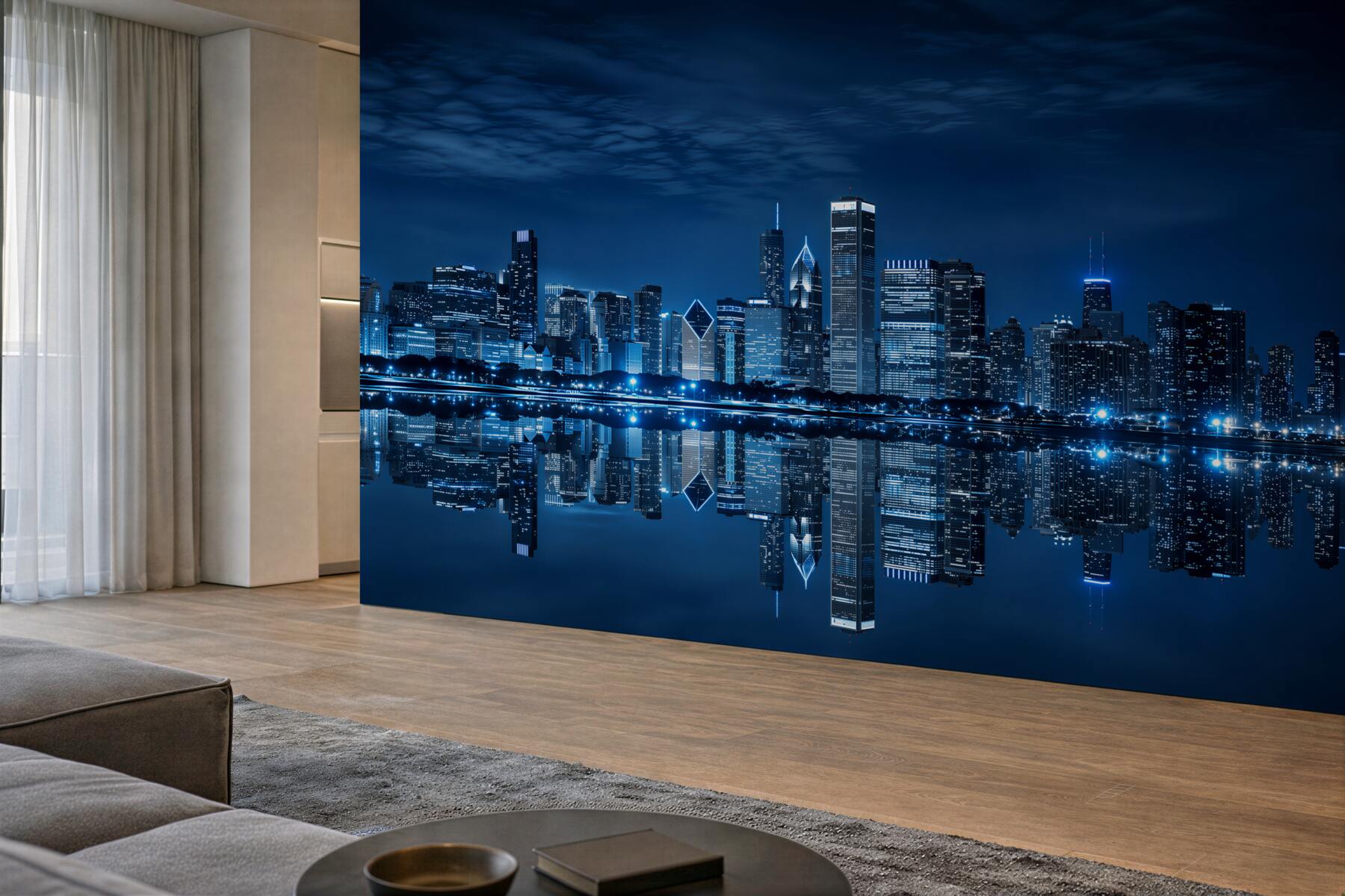 Fotobehang blauwe stad