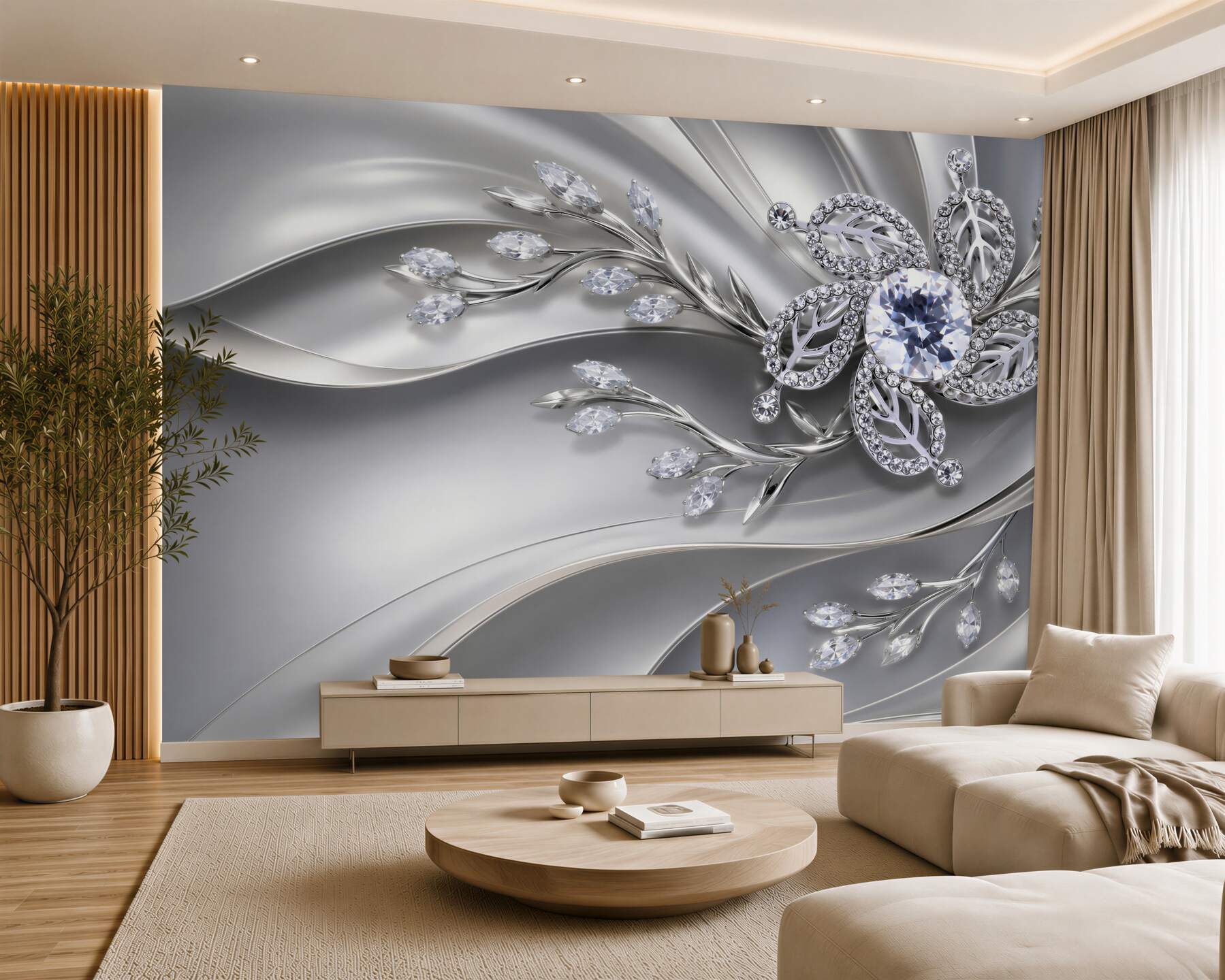 Fotobehang diamanten bloemen