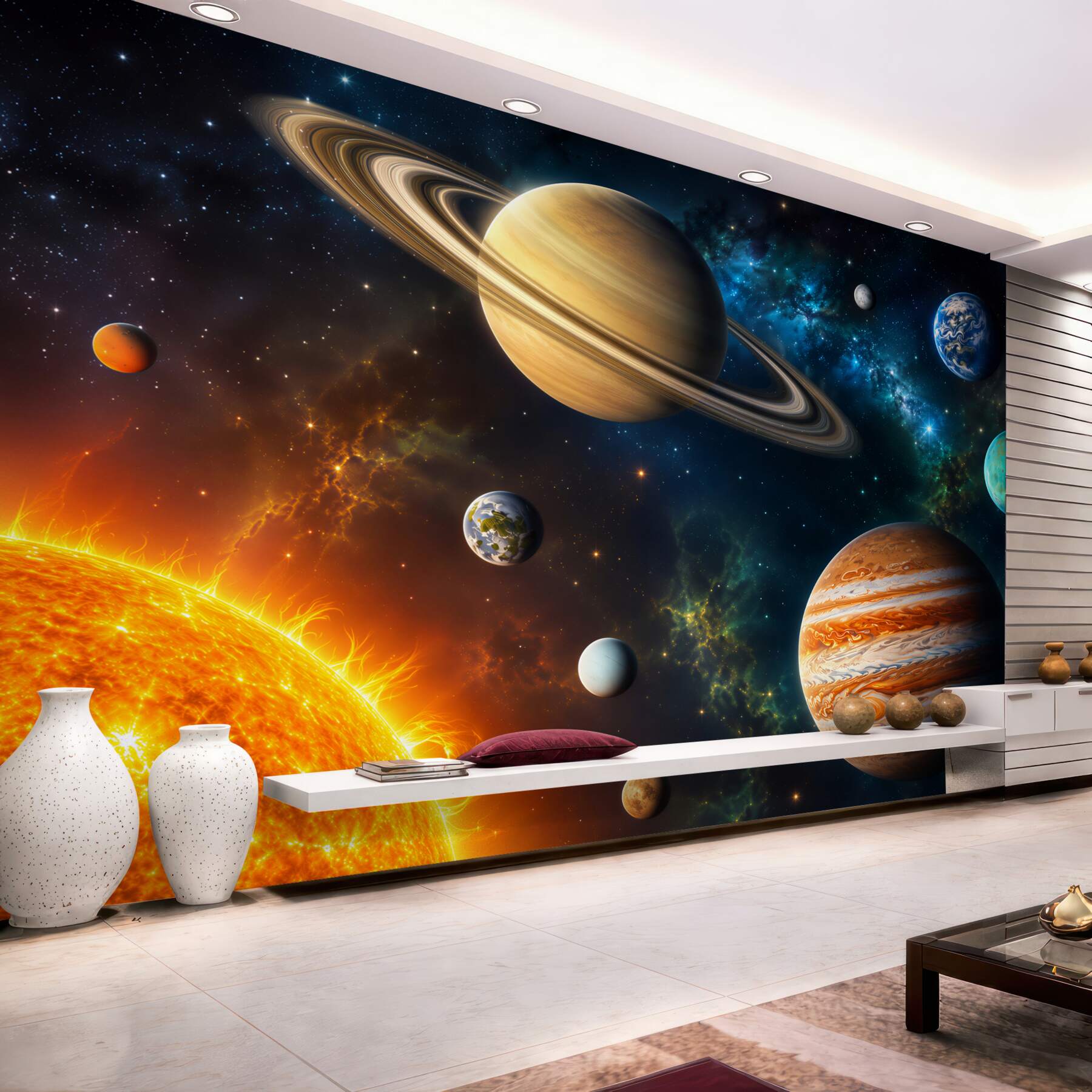 Fotobehang planeten rond de zon