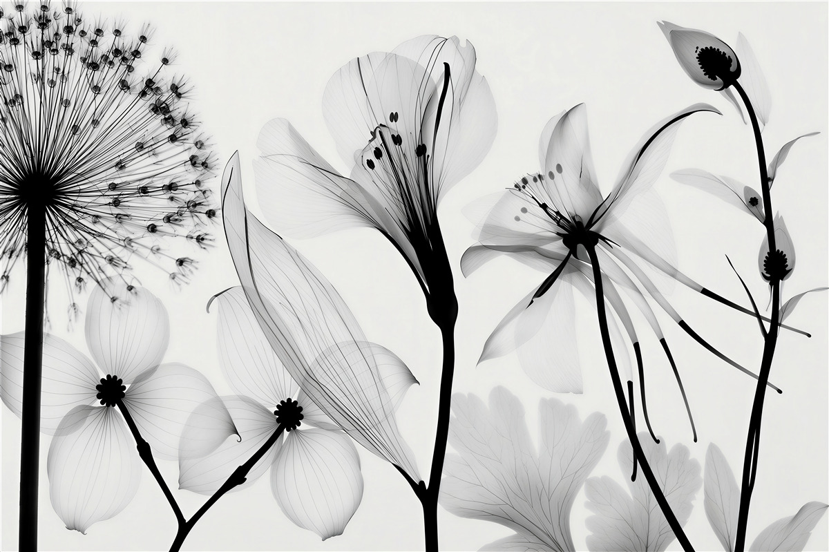 Fotobehang witte paardenbloem op witte achtergrond