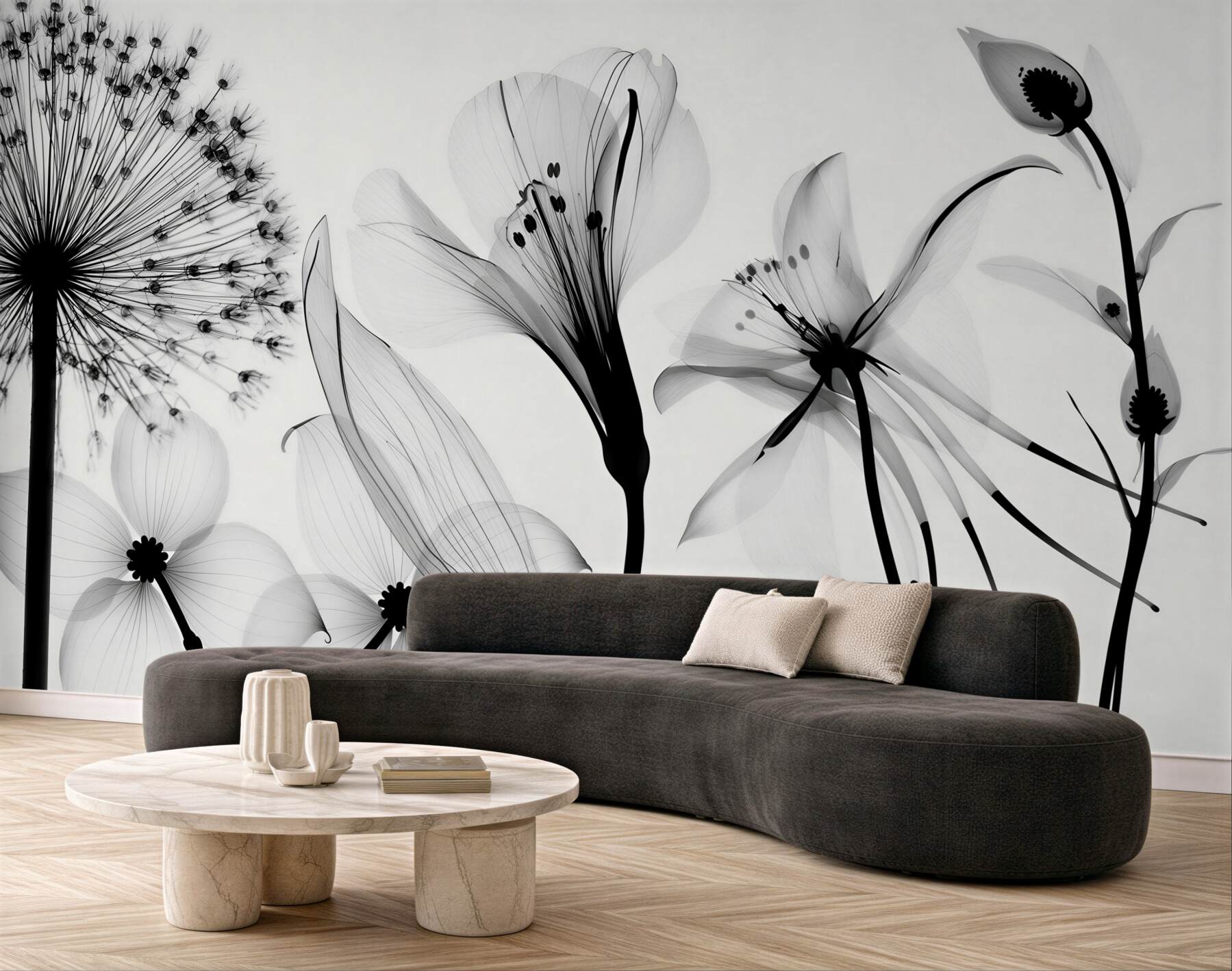 Fotobehang witte paardenbloem op witte achtergrond
