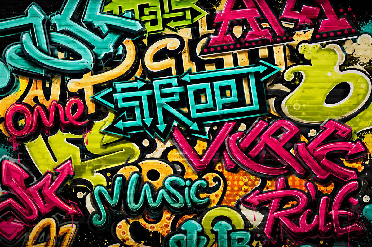 Fotobehang letters in graffiti-stijl
