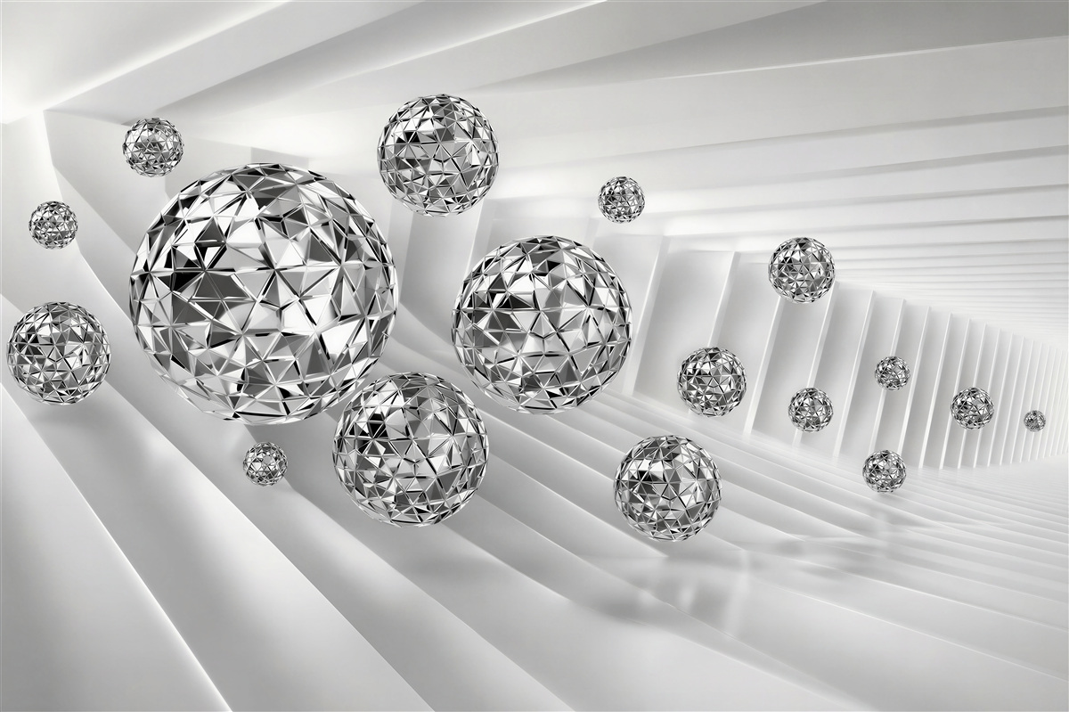 Fotobehang zwevende diamanten in de vorm van een bol