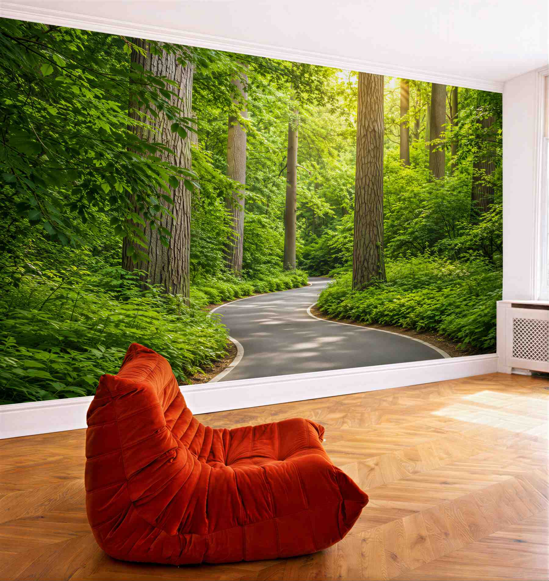 Fotobehang heldere dag in het groene bos
