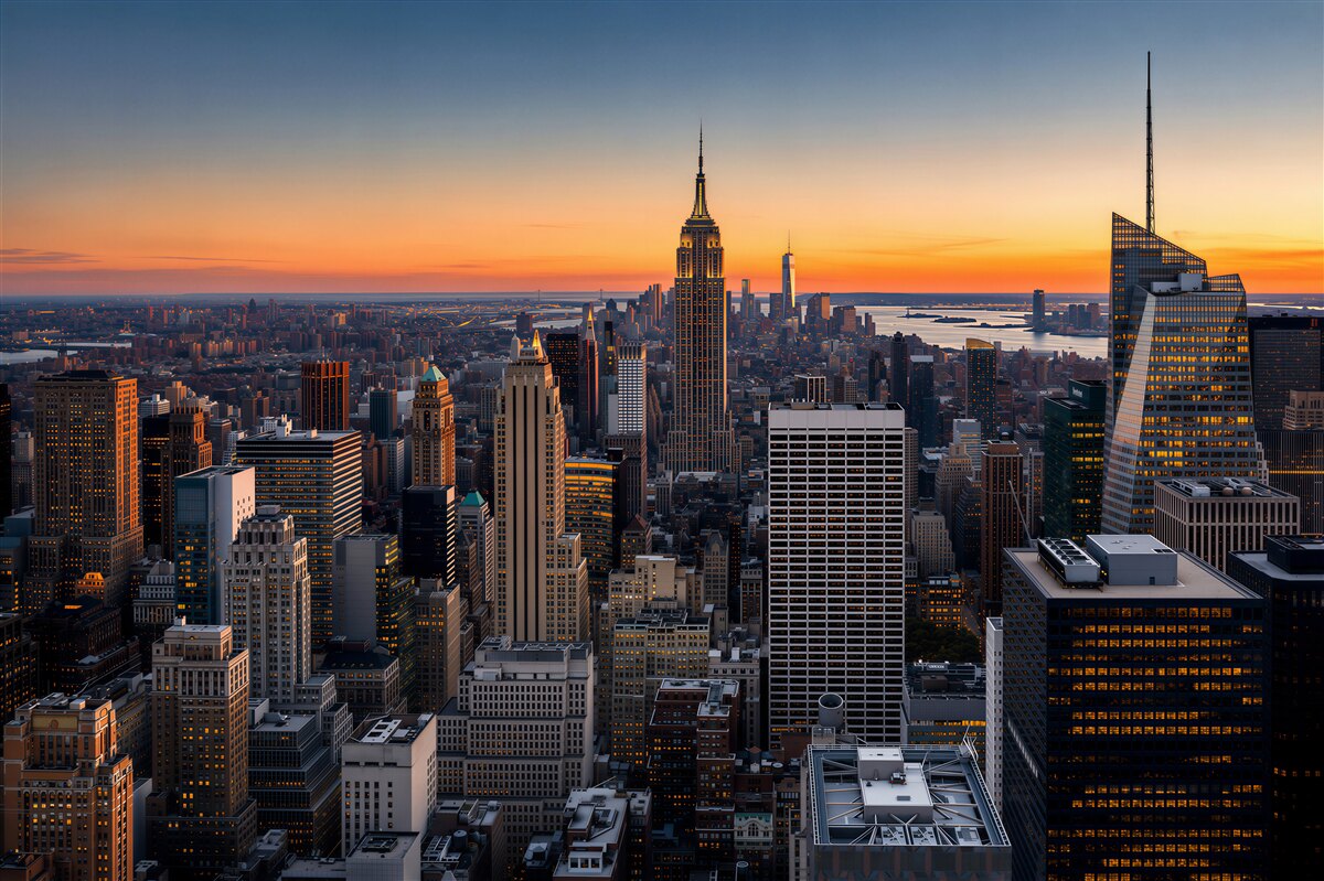 Fotobehang uitzicht op de stad vanaf het dak van New York