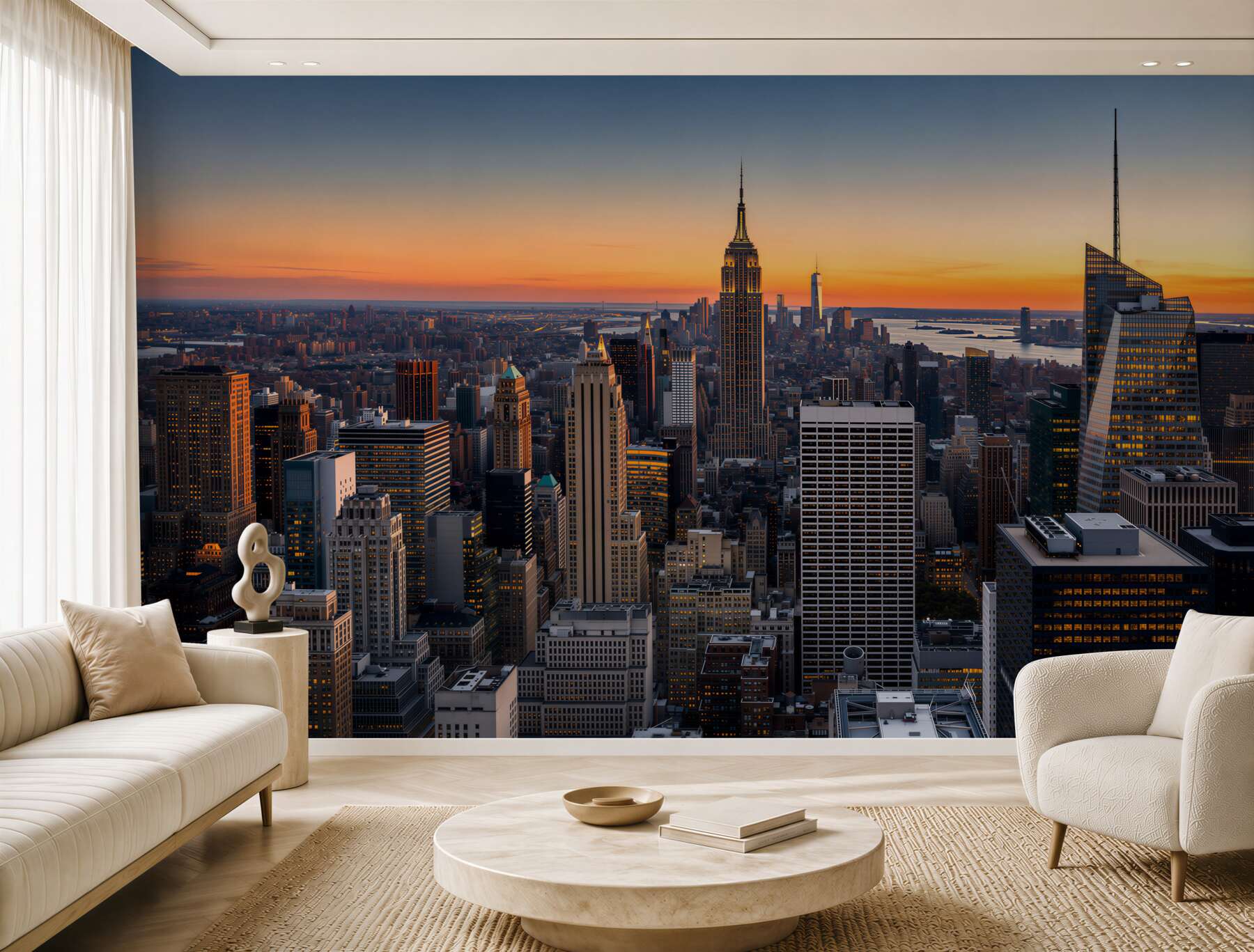 Fotobehang uitzicht op de stad vanaf het dak van New York