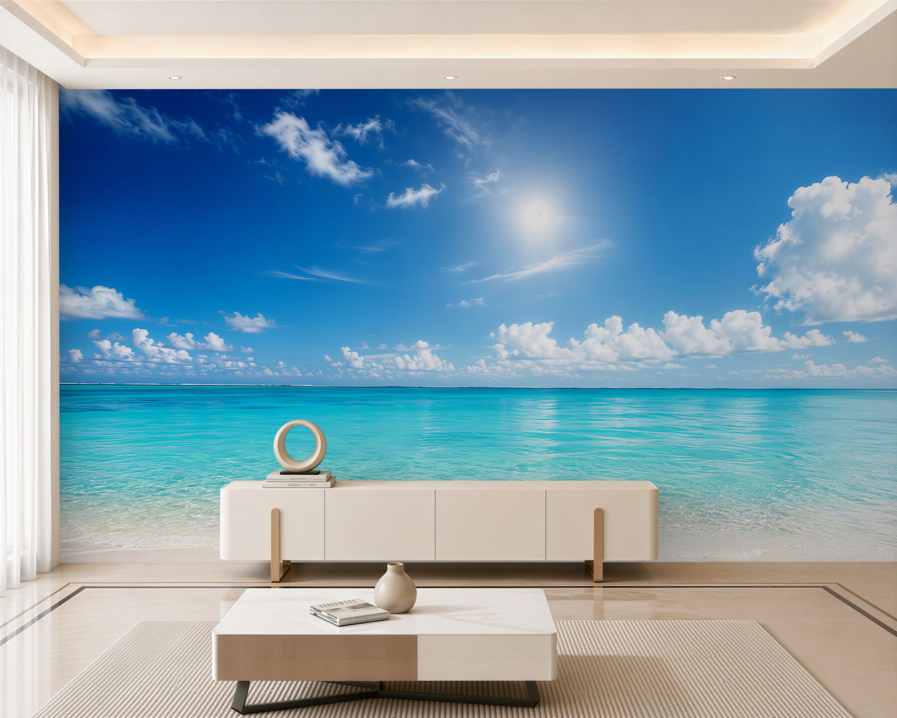 Fotobehang rustige wateren nabij een zandstrand