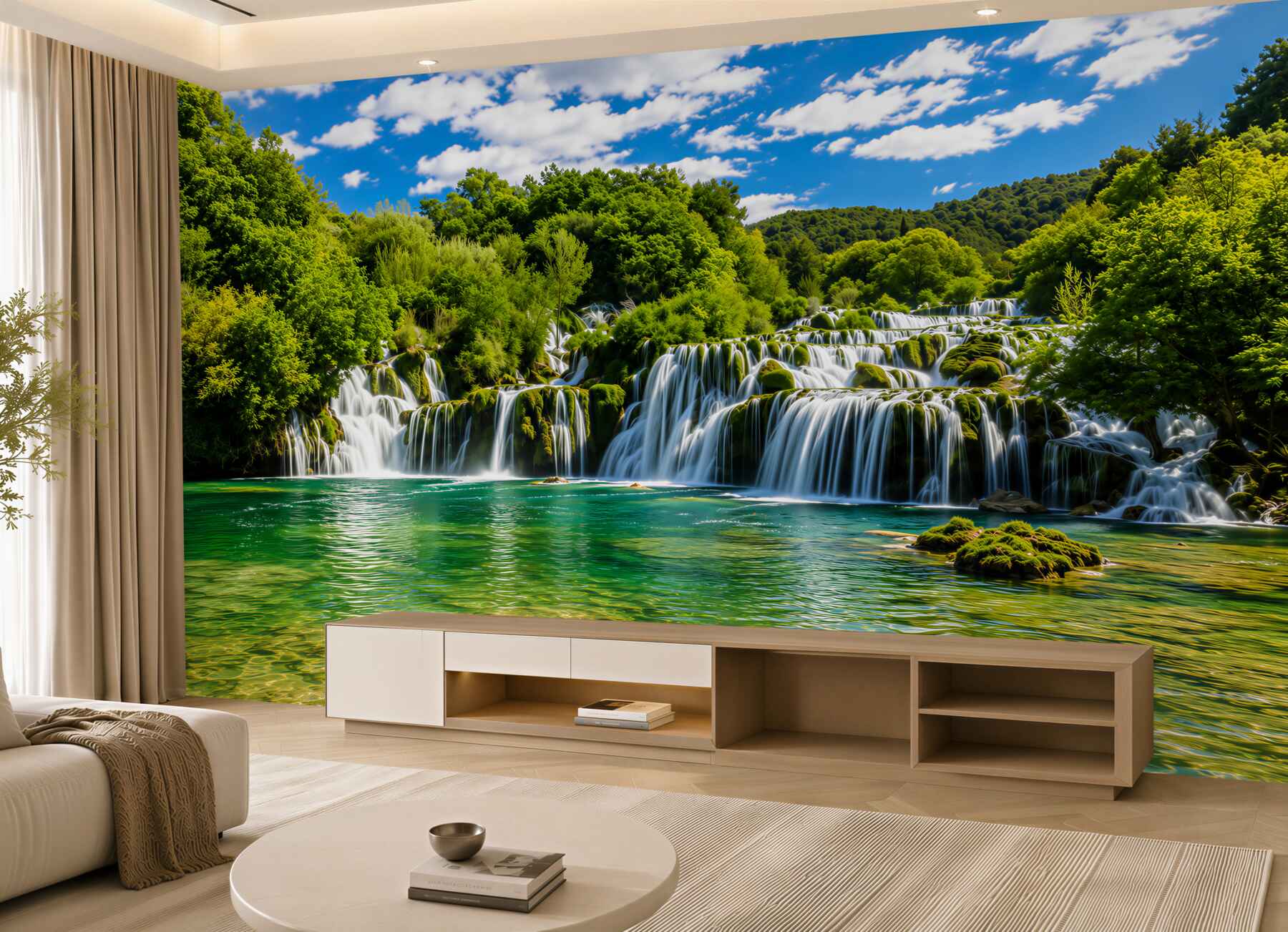 Fotobehang grote waterval op een tropisch eiland