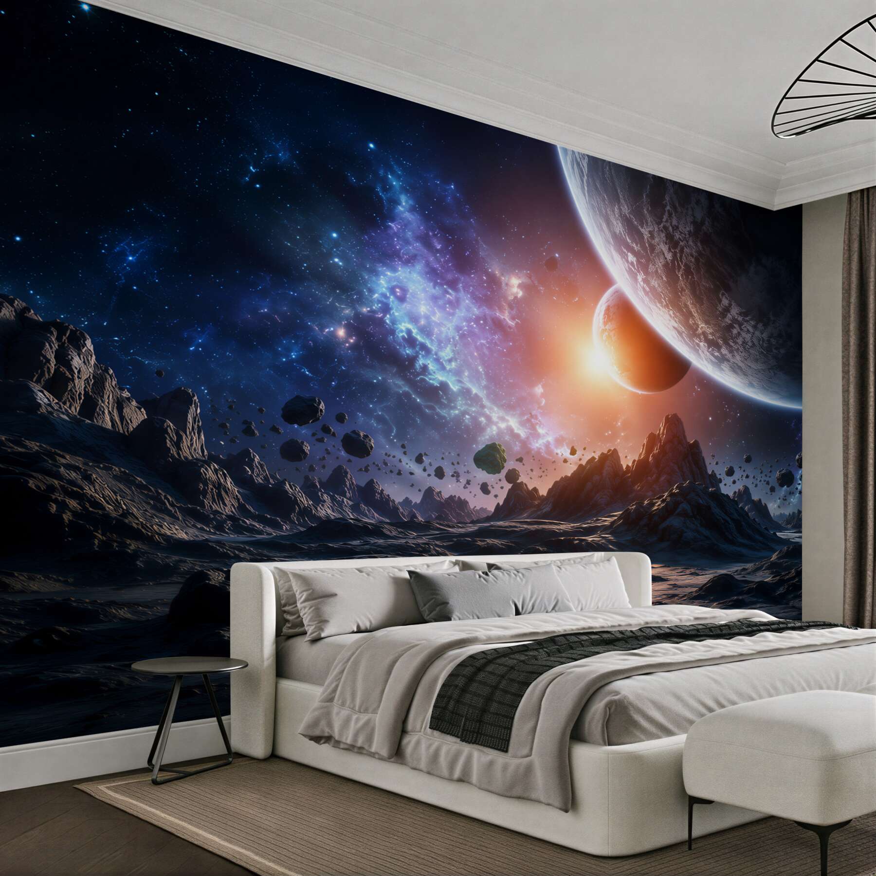 Fotobehang Futuristische ruimtewereld met planeten