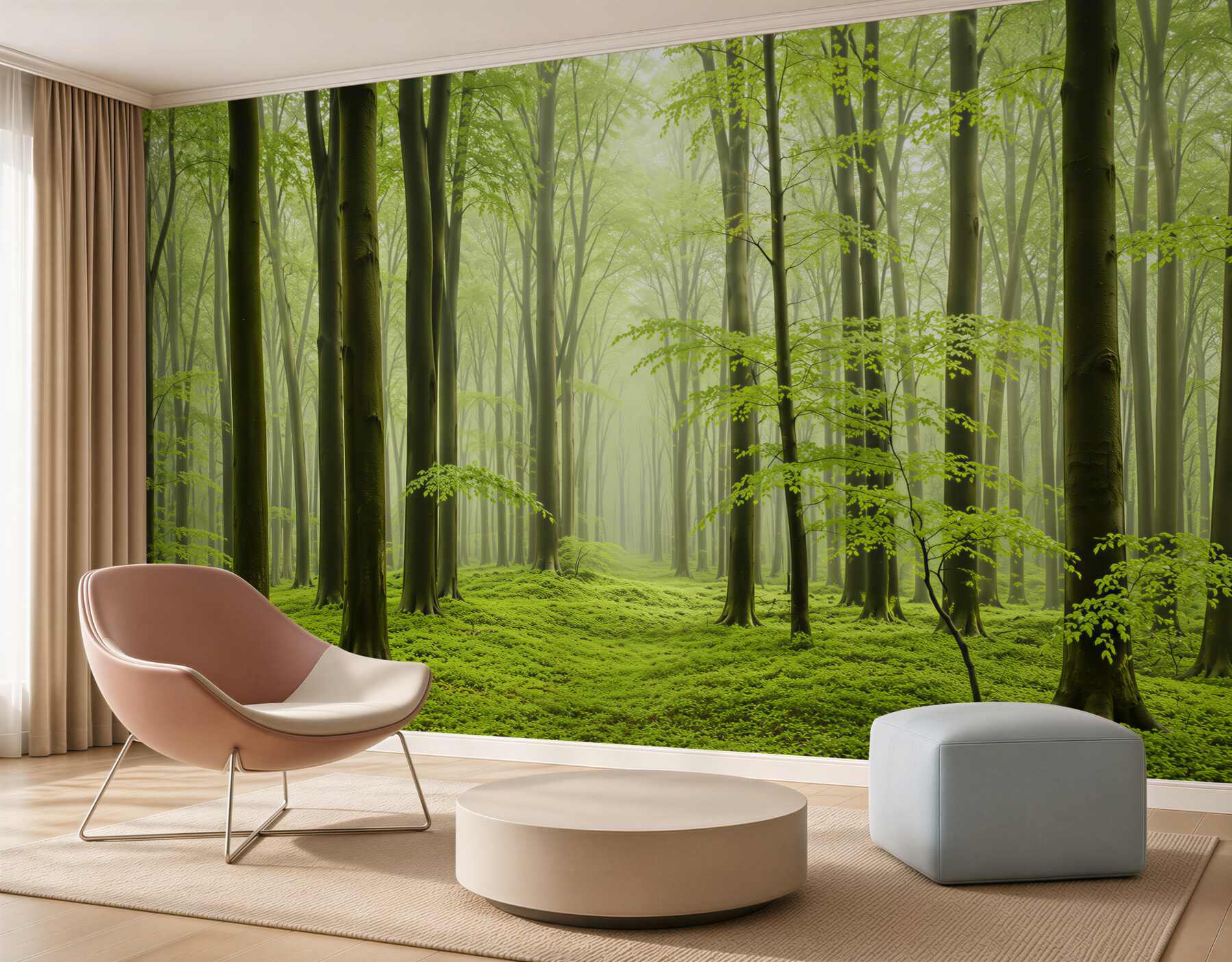 Fotobehang bomen in een dicht bos