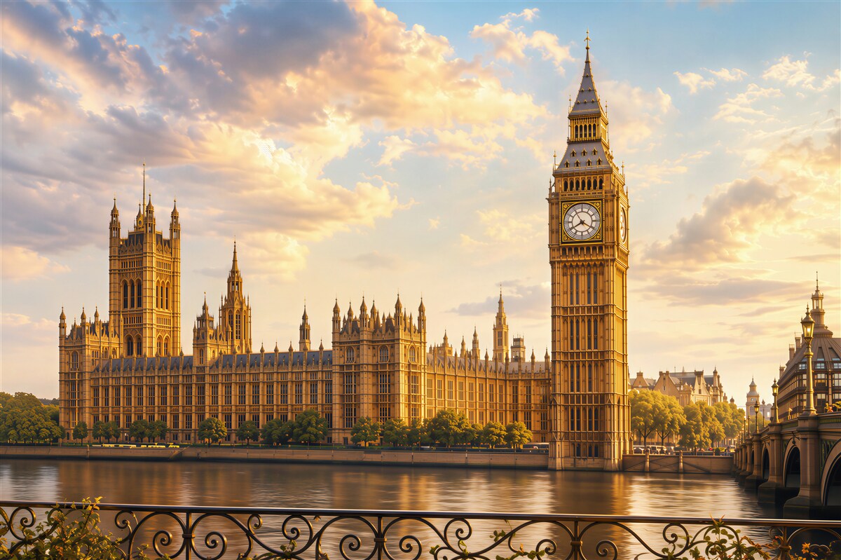 Fotobehang uitzicht vanaf het balkon op Big Ben