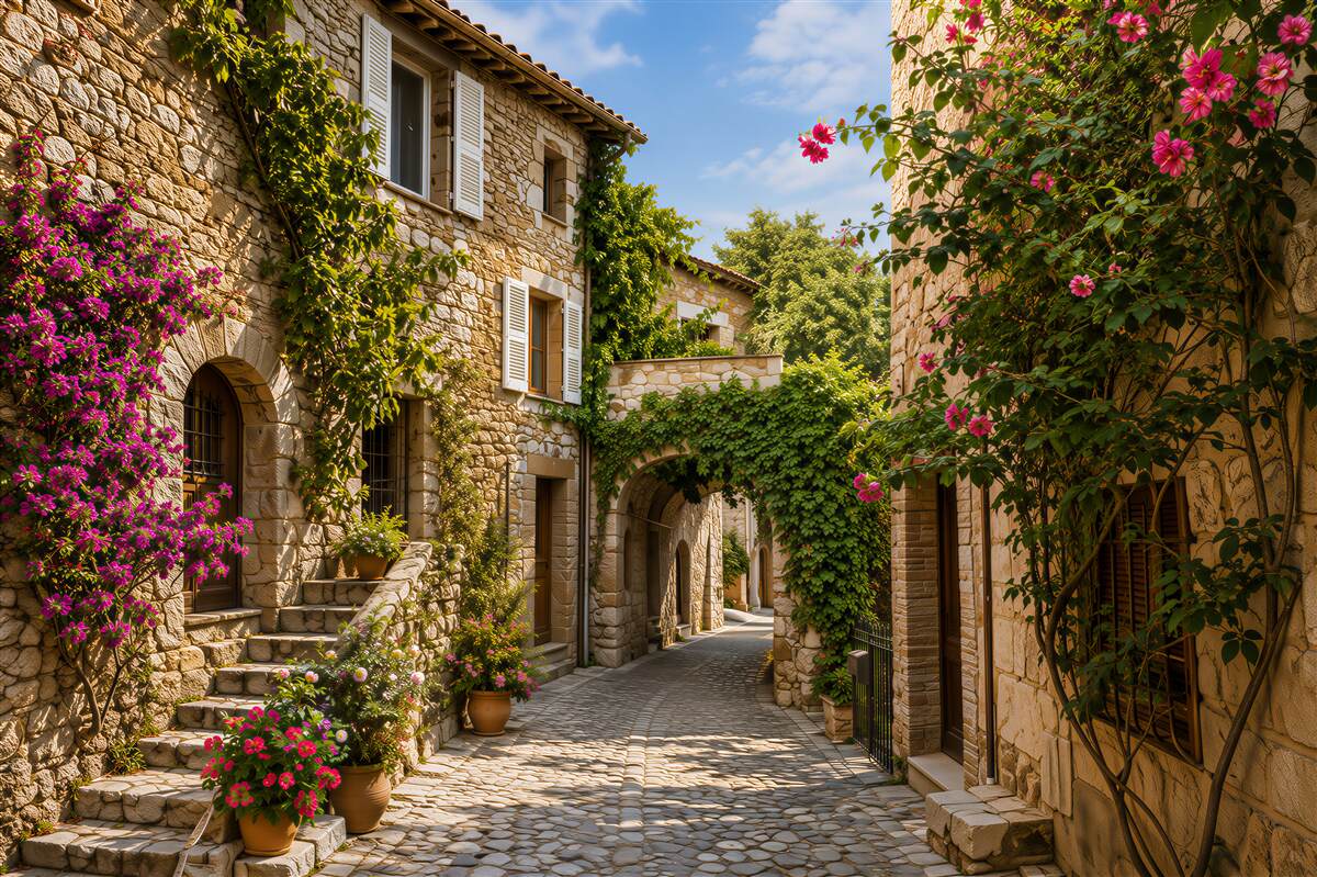 Fotobehang smal straatje in Italië