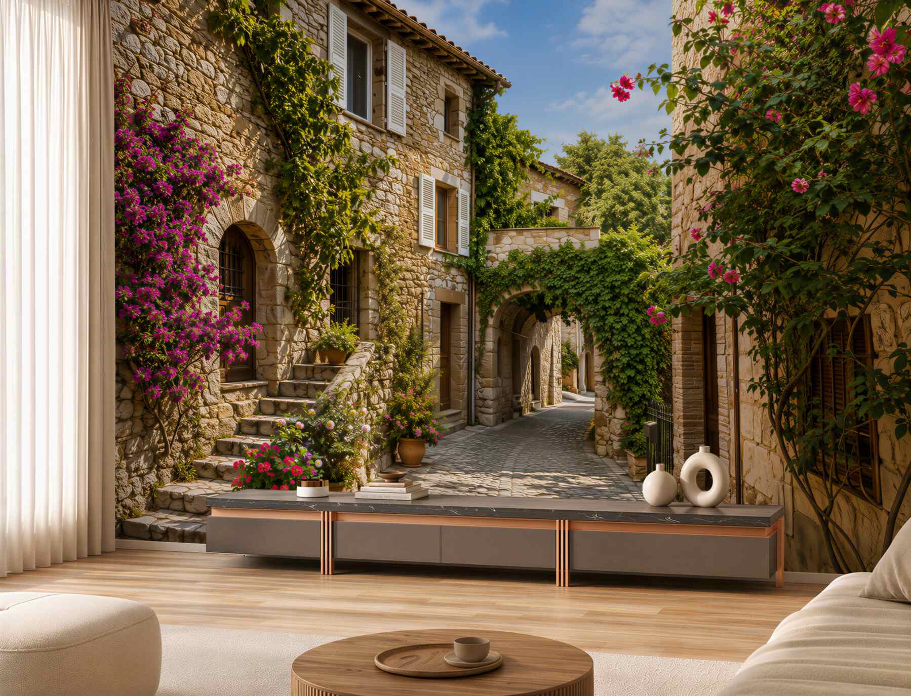 Fotobehang smal straatje in Italië