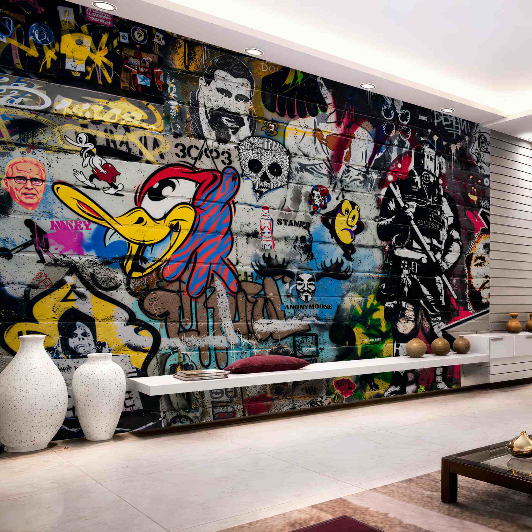 Fotobehang Muur bedekt met graffiti
