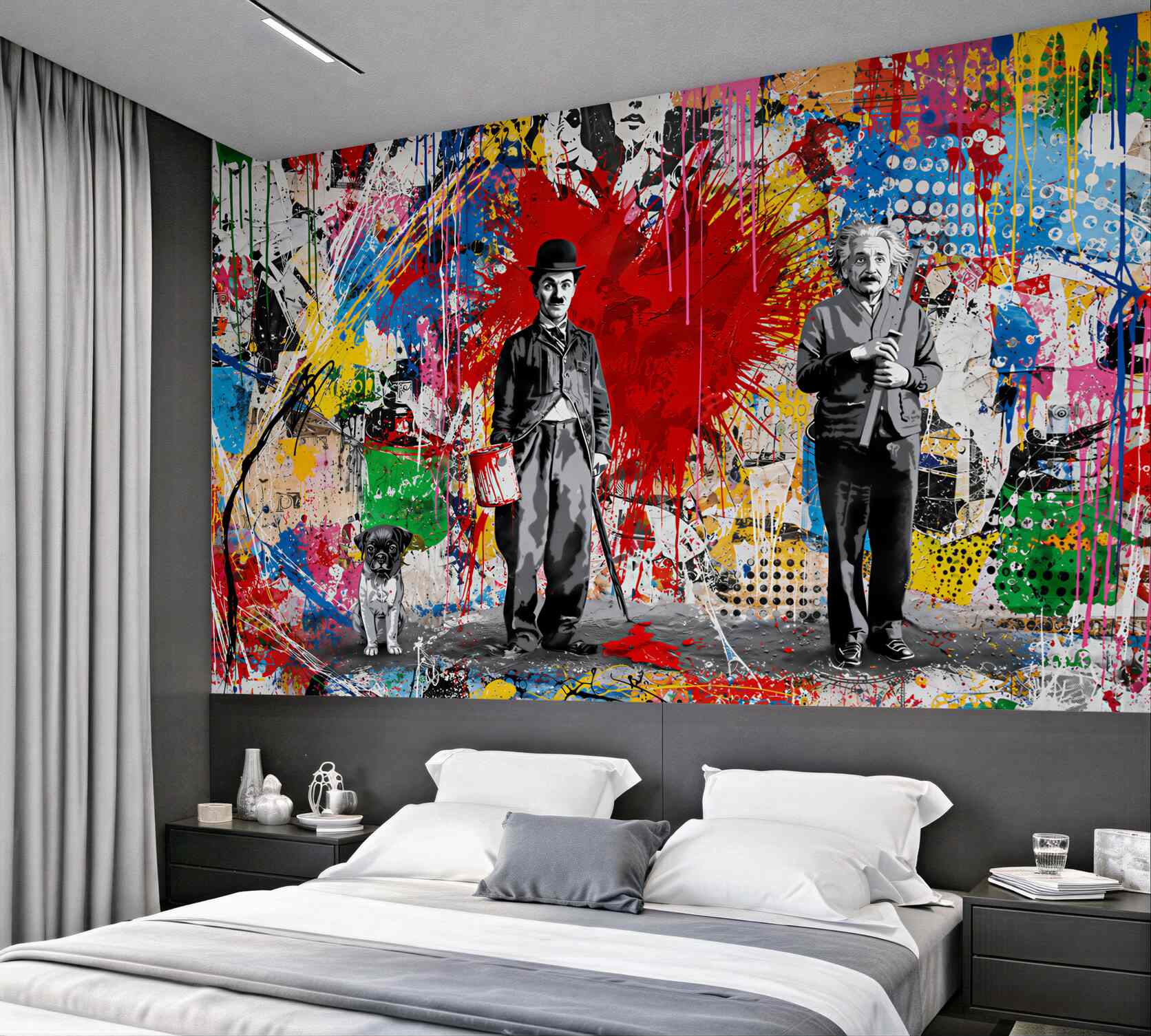 Fotobehang Charlie Chaplin en Einstein