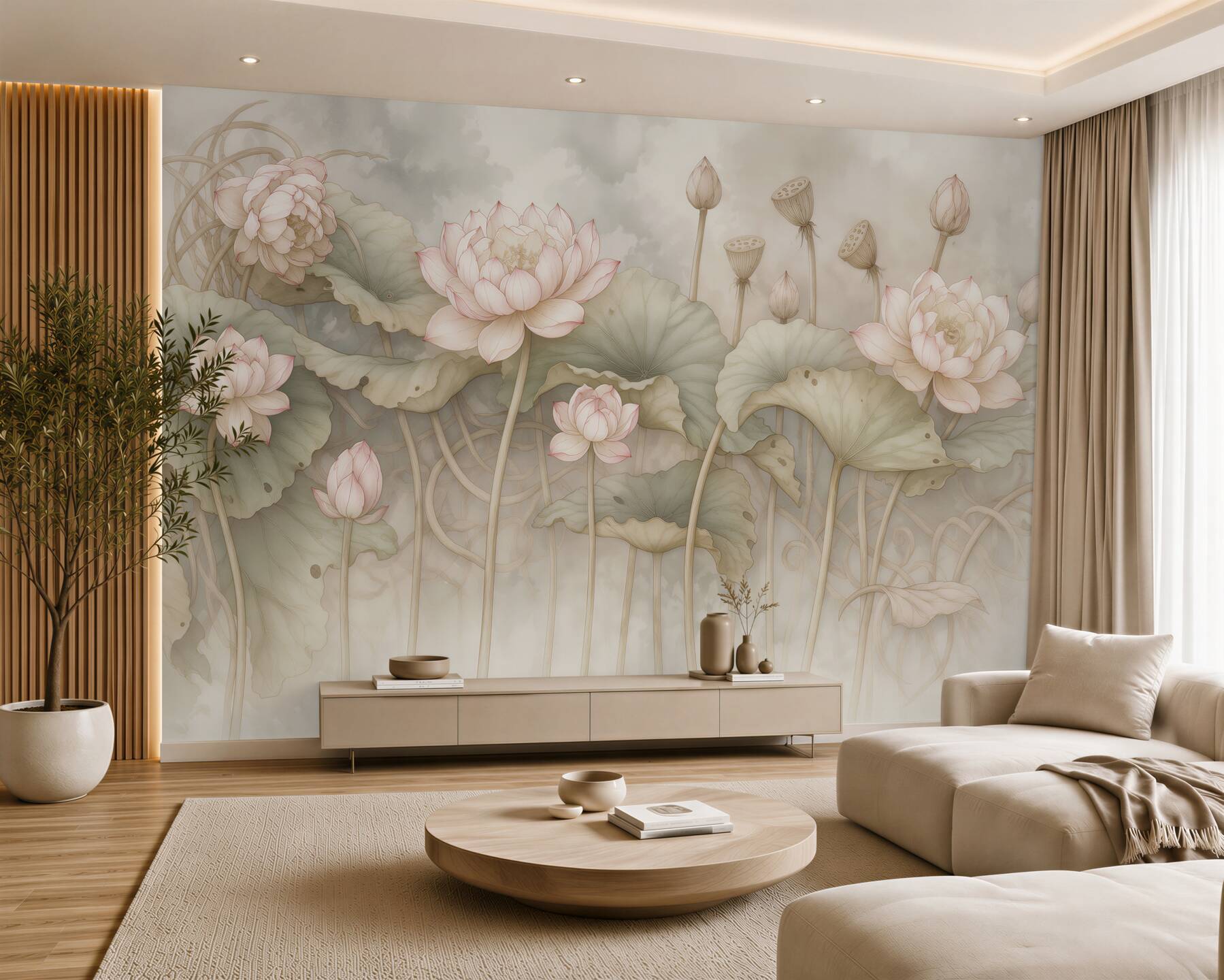Fotobehang Buitengewone getekende bloemen
