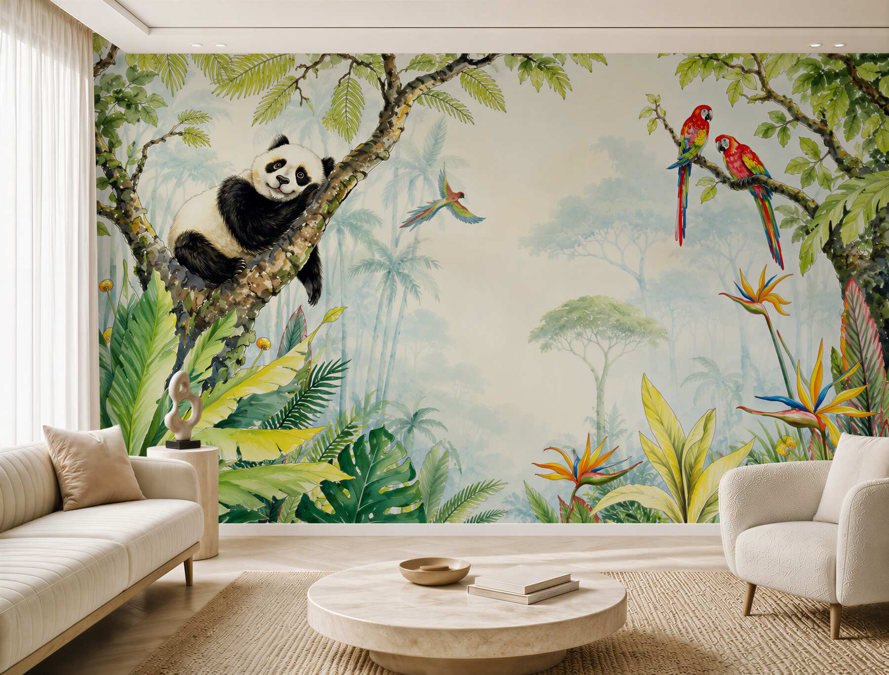Fotobehang Panda rust op een boom