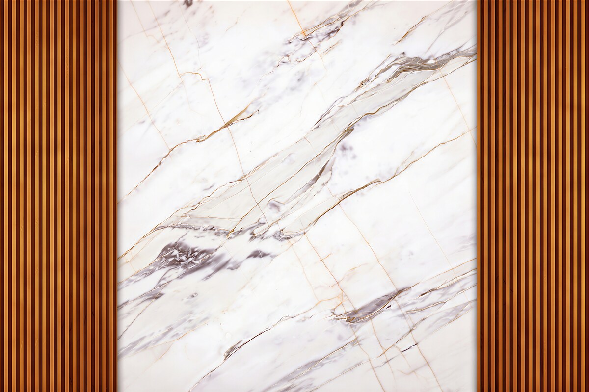 Fotobehang Witte marmer op hout