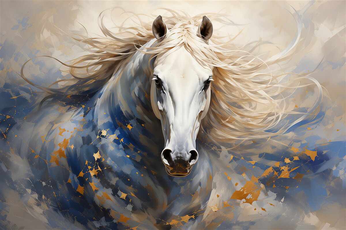 Fotobehang Abstract beeld van een actief paard