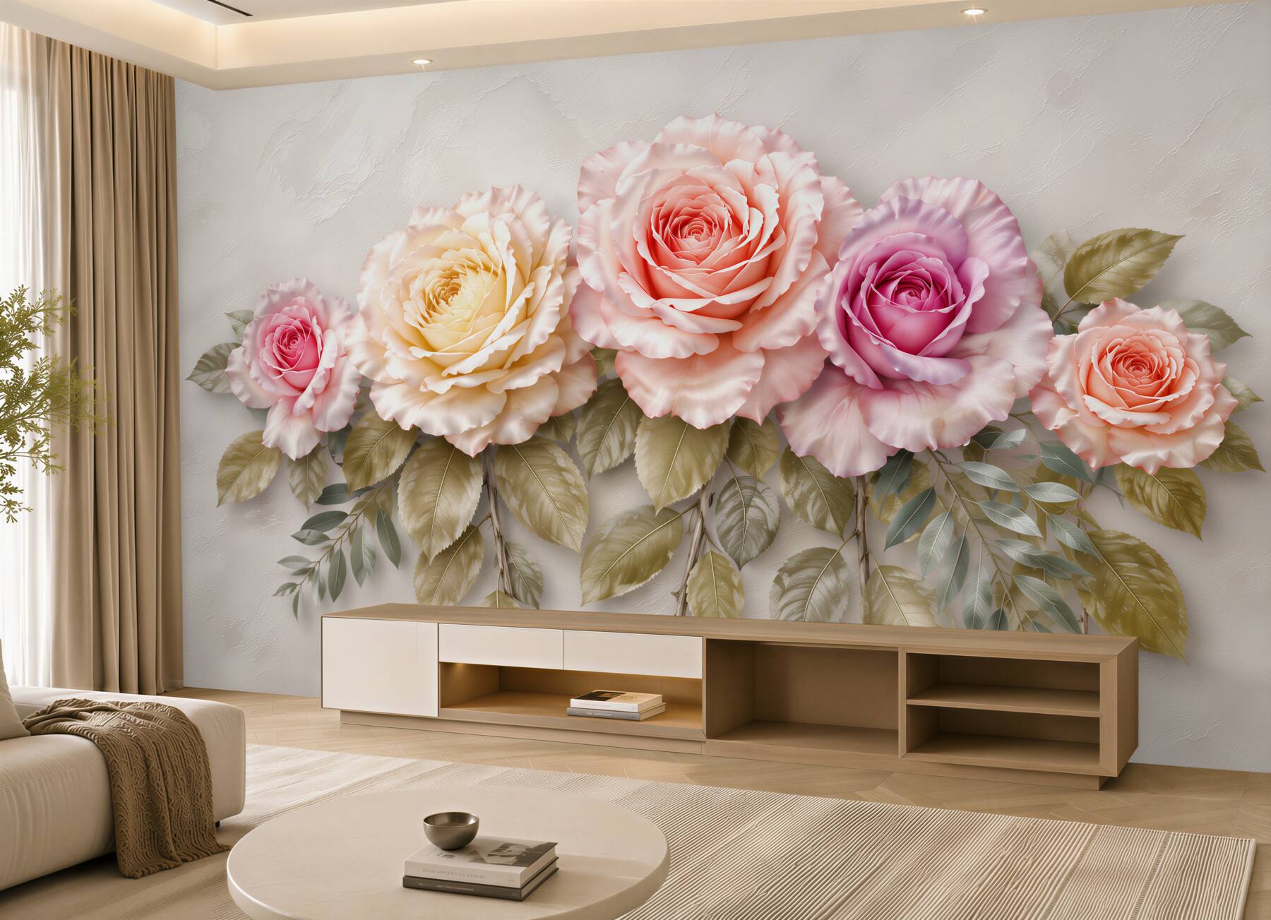 Fotobehang Compositie van mooie rozen