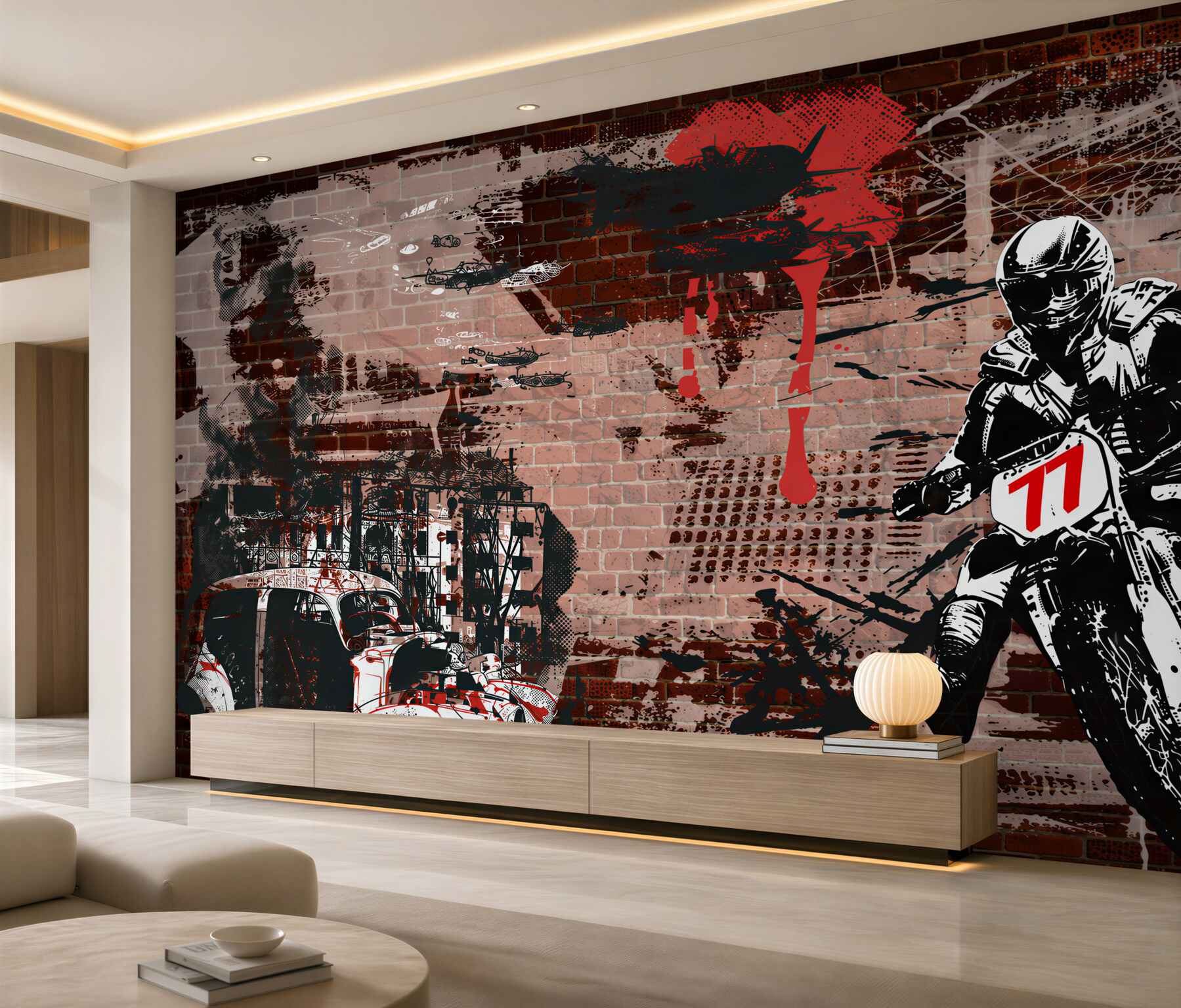Fotobehang Motocyclist op zijn motor