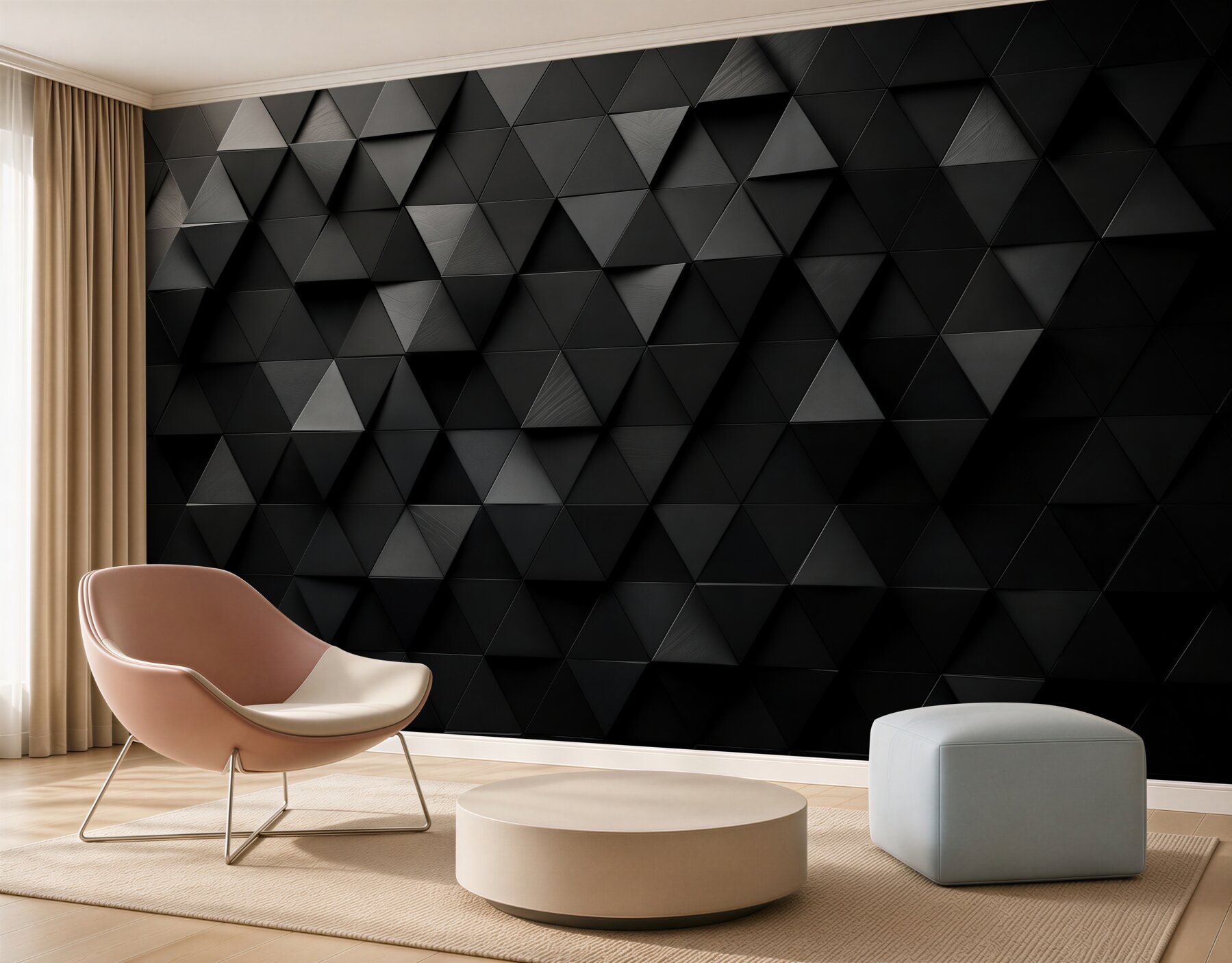 Fotobehang geometrische 3D-driehoeken grijs modern voor kantoor