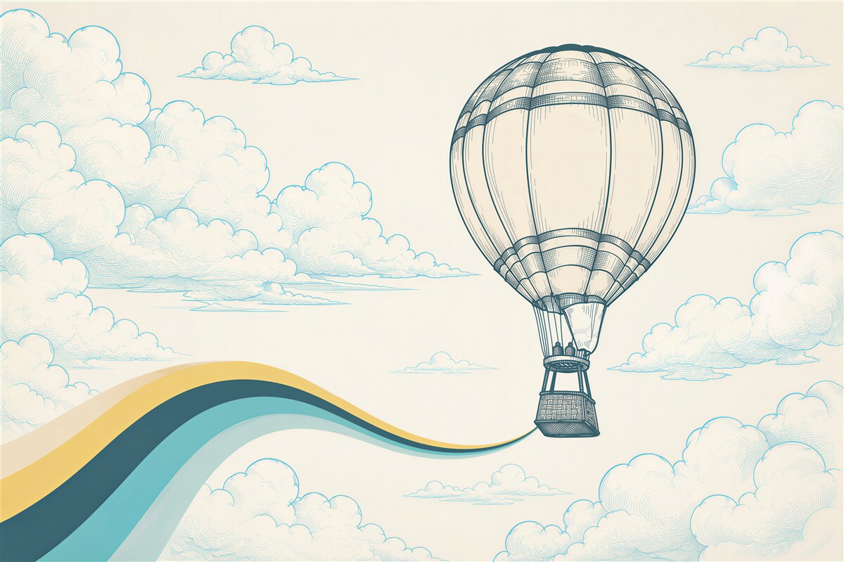 Fotobehang ballon in de wolken pastel lucht voor kinderen
