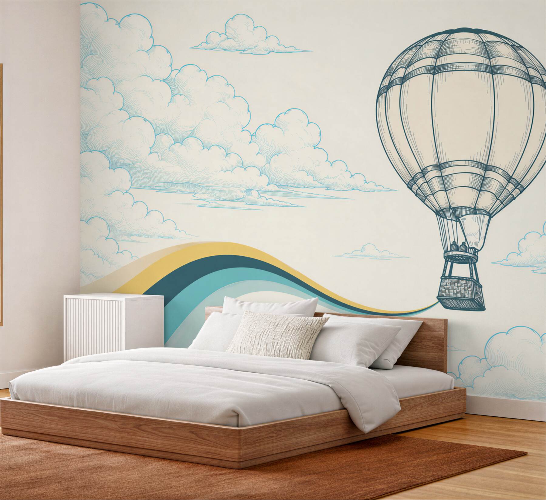 Fotobehang ballon in de wolken pastel lucht voor kinderen