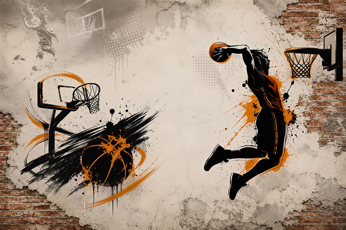 Fotobehang basketballer dunk moderne sportieve