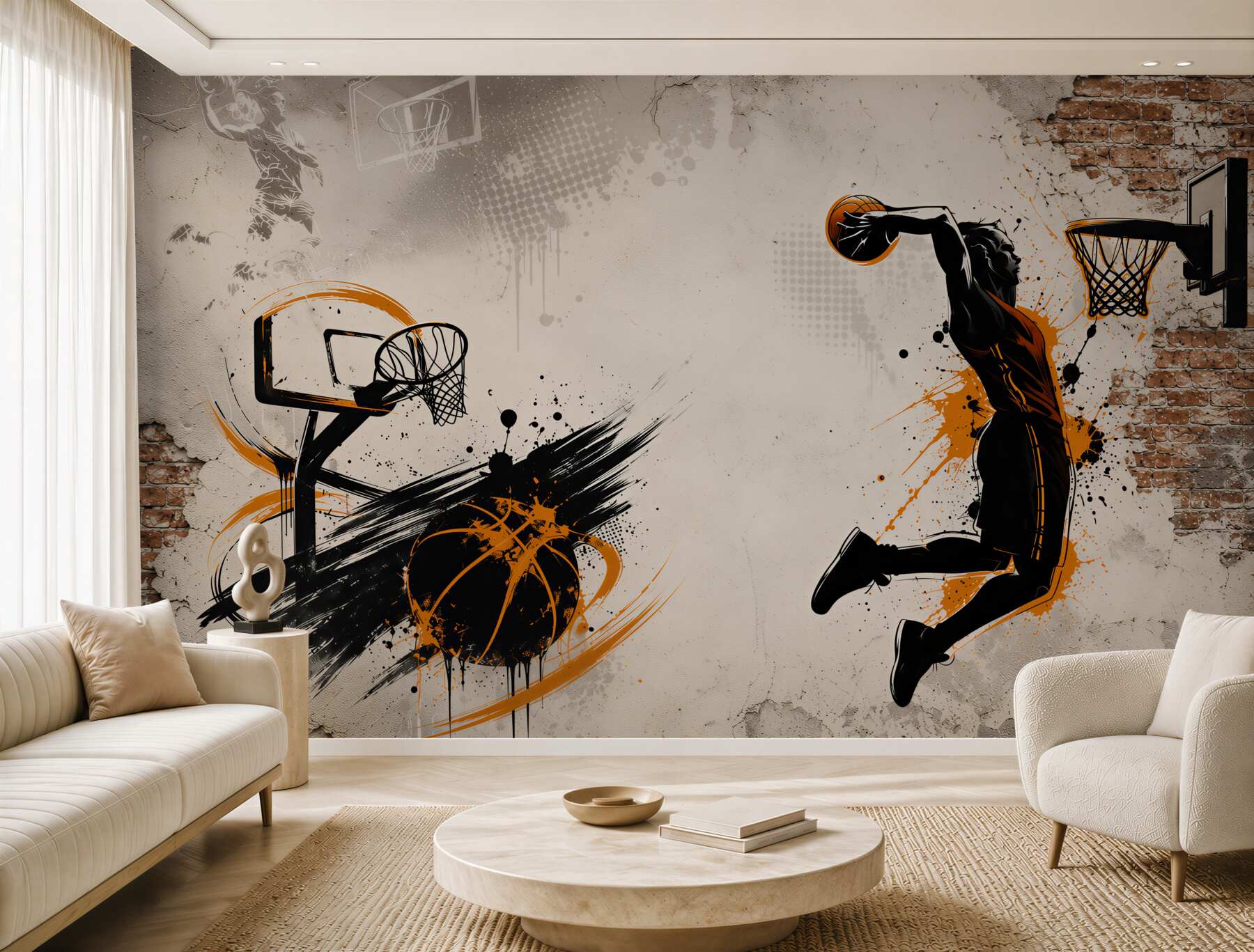 Fotobehang basketballer dunk moderne sportieve