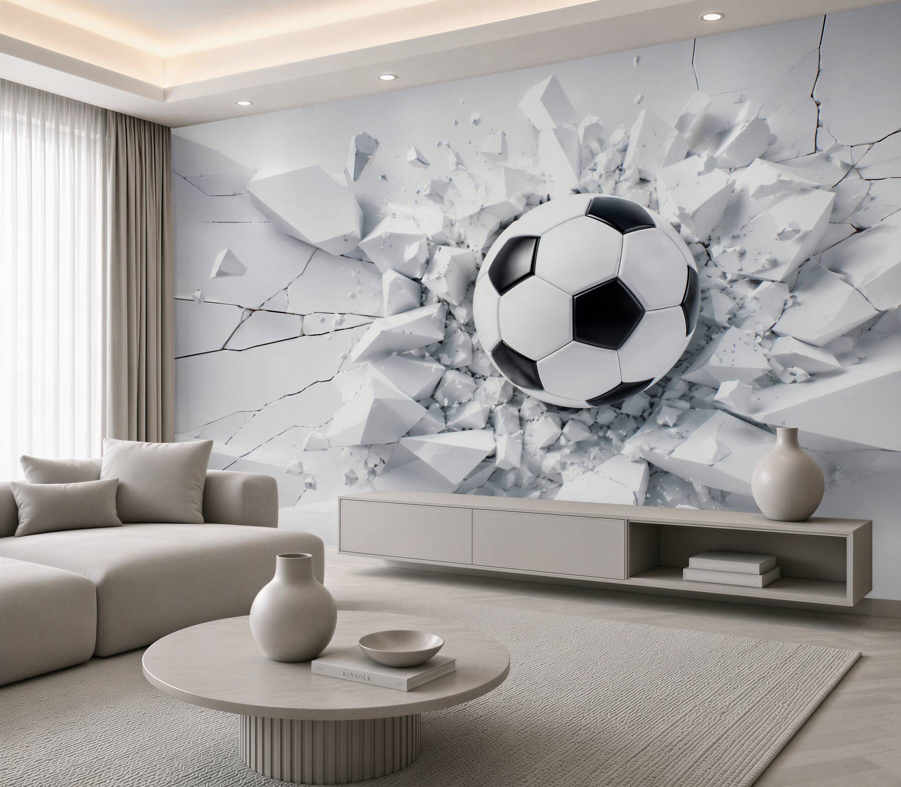 Fotobehang 3D voetbal in moderne sportstijl