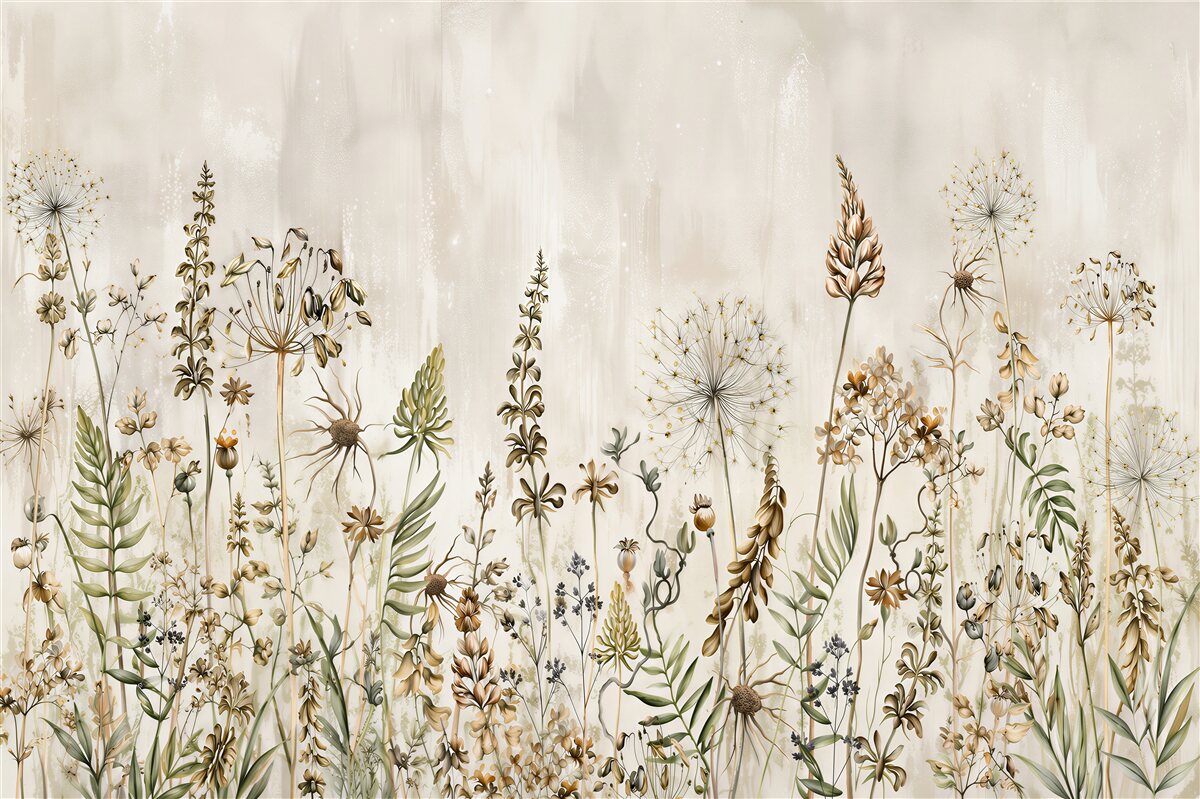 Fotobehang Illustratie van veldbloemen