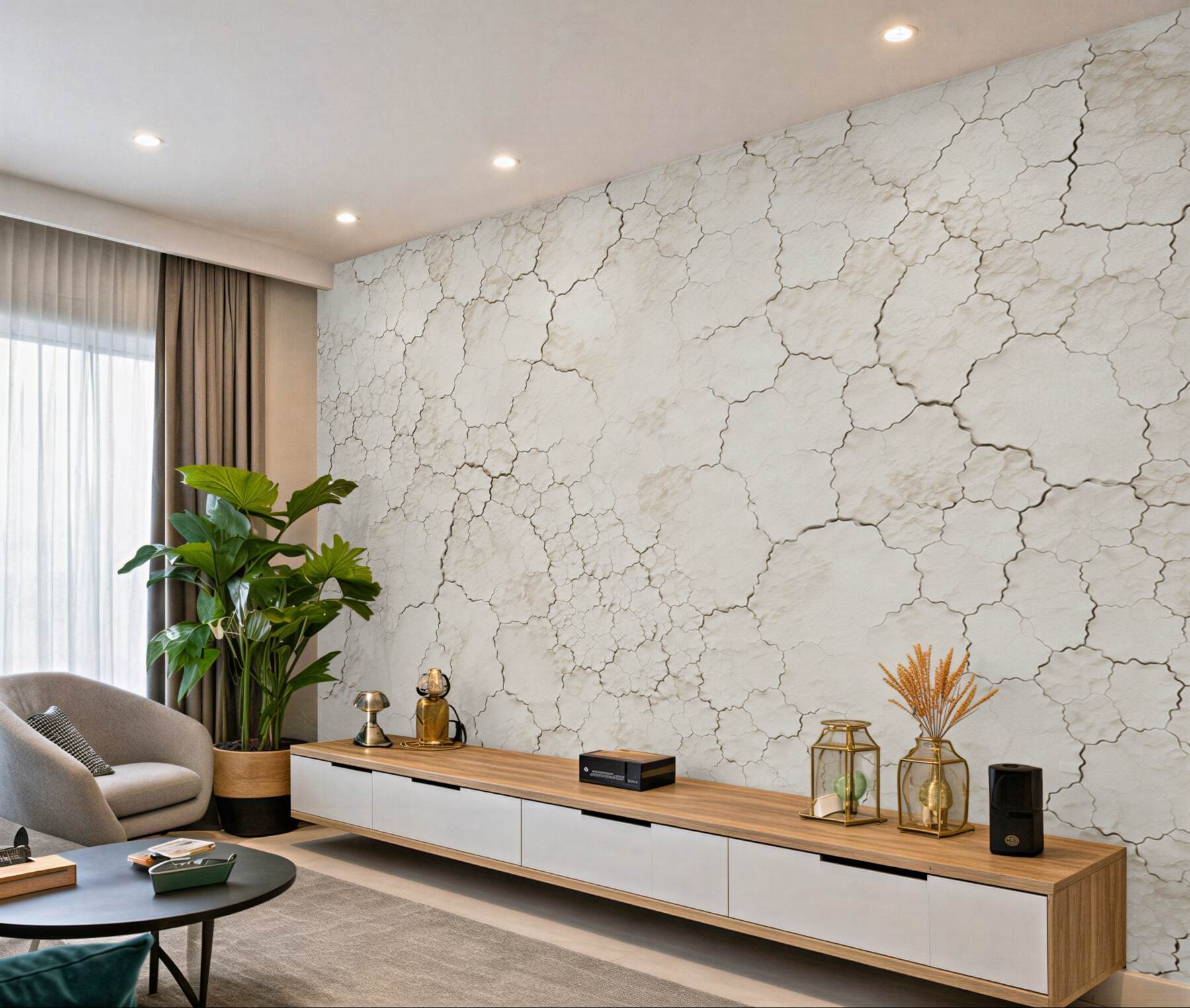 Fotobehang lichte beige marmer subtiele elegantie voor woonkamer
