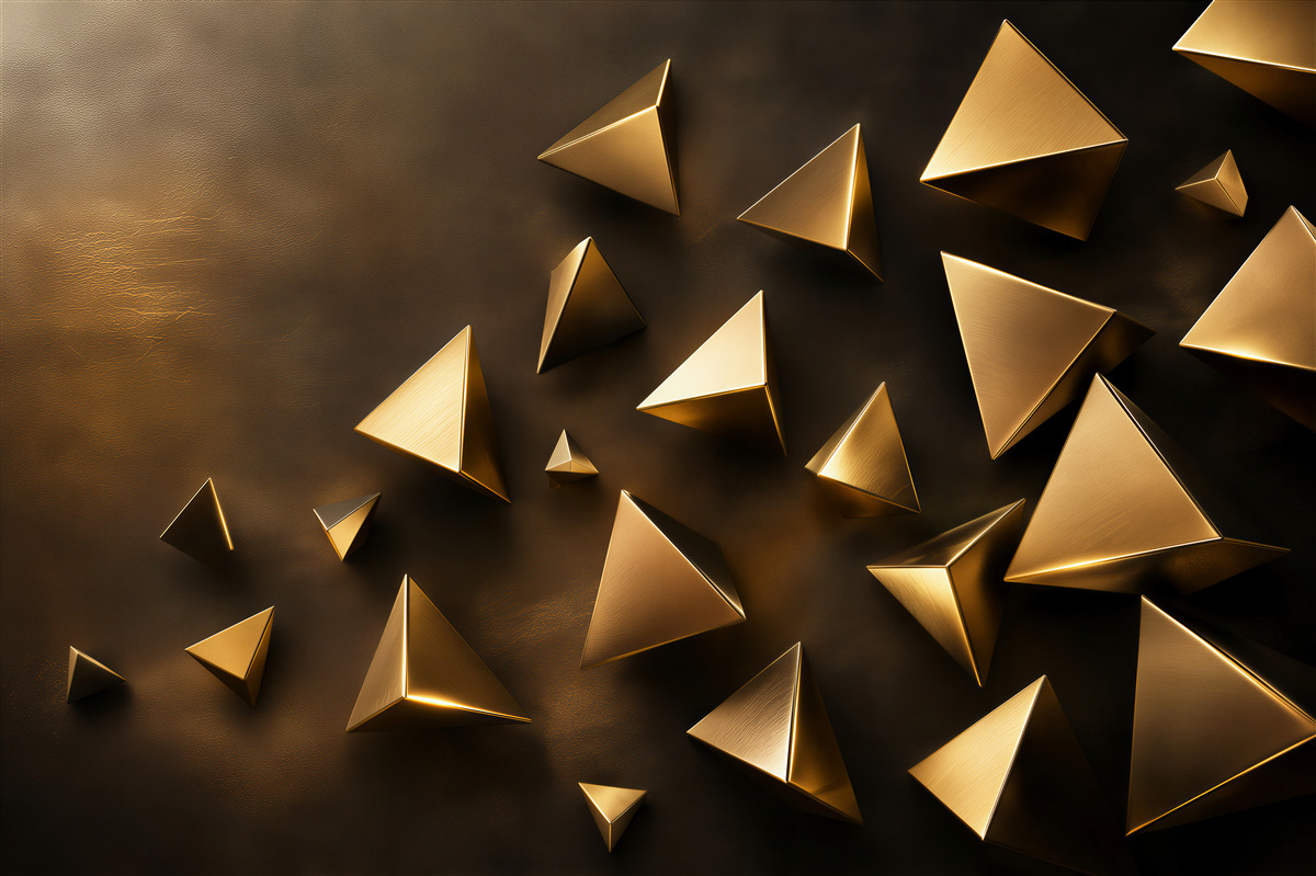 Fotobehang kleine volumineuze gouden driehoeken
