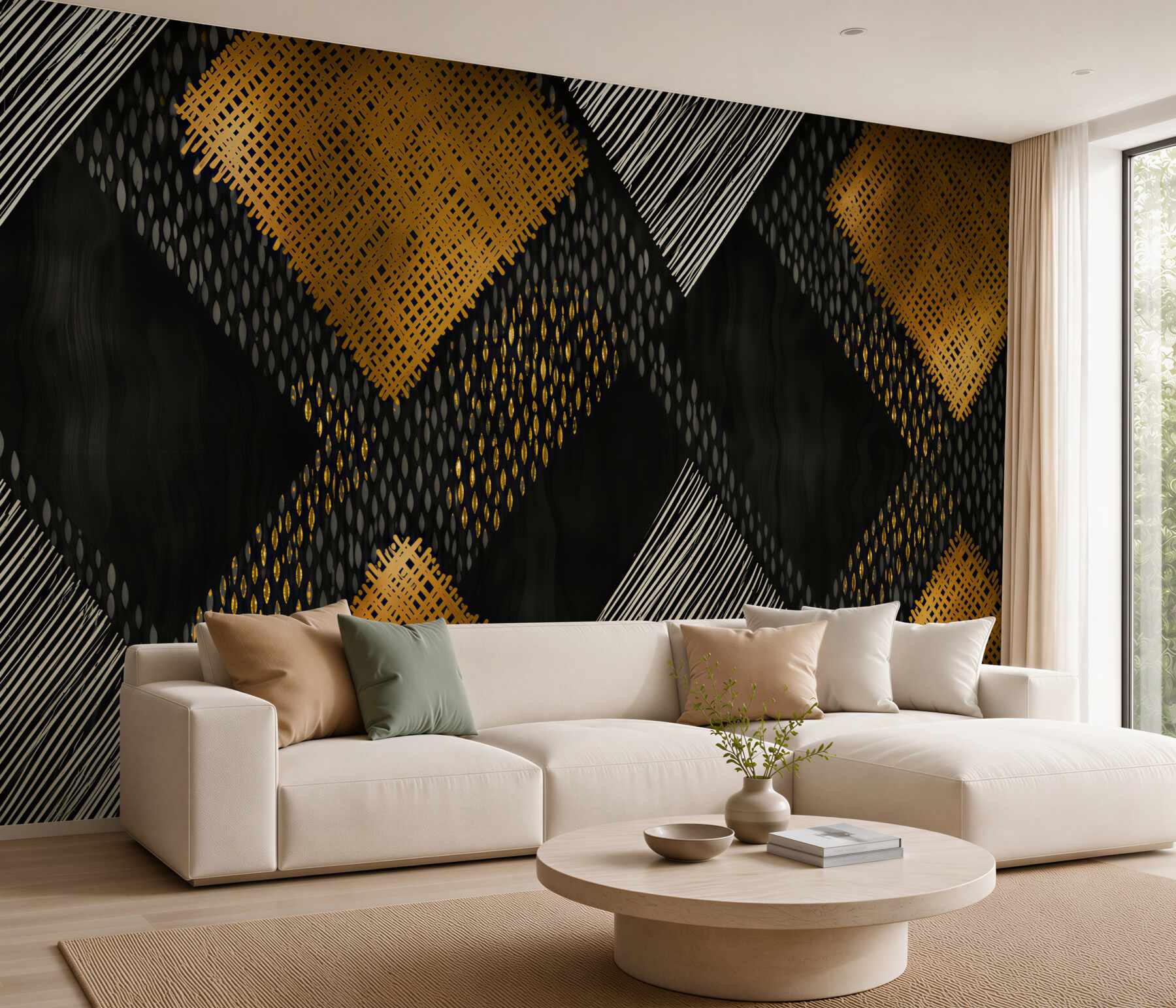 Fotobehang bergtoppen van zwart goud