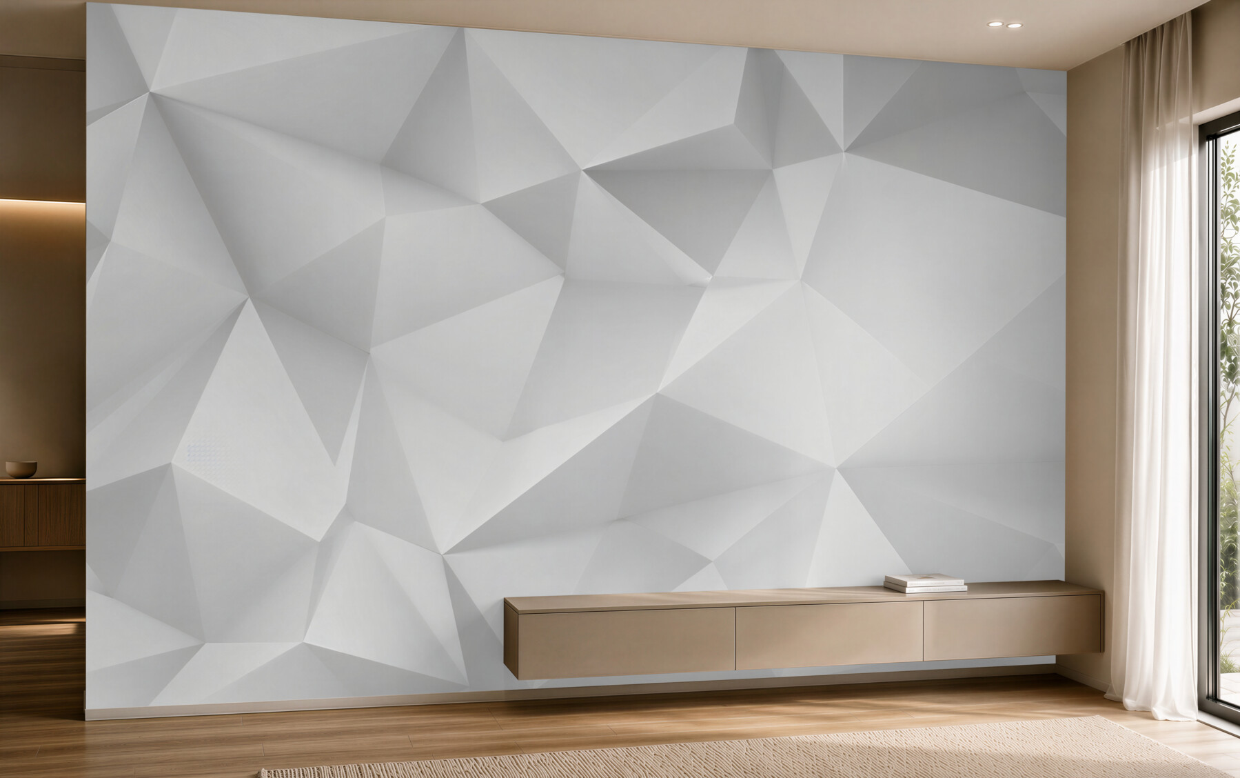 Fotobehang witte geometrie 3D modern voor minimalistisch interieur