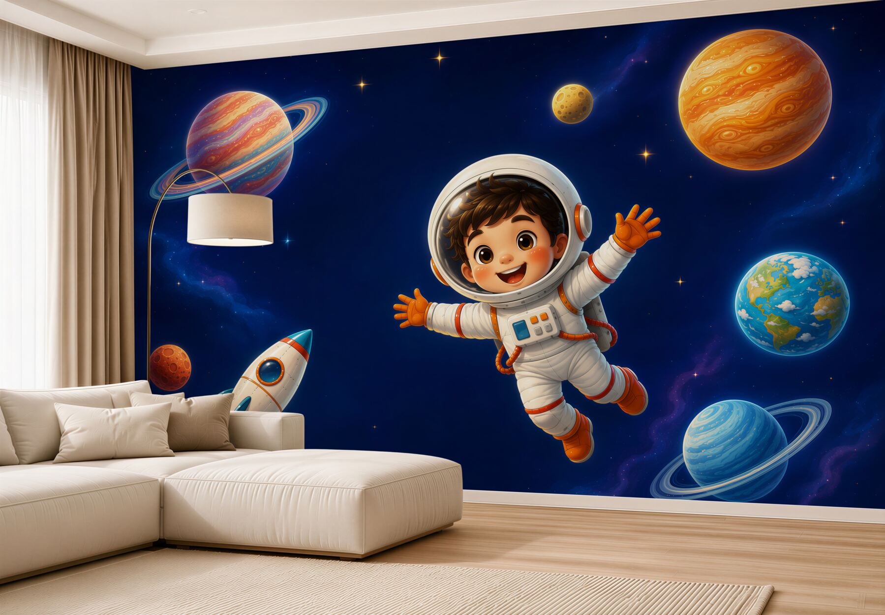 Fotobehang Astronautenjongen in de ruimte