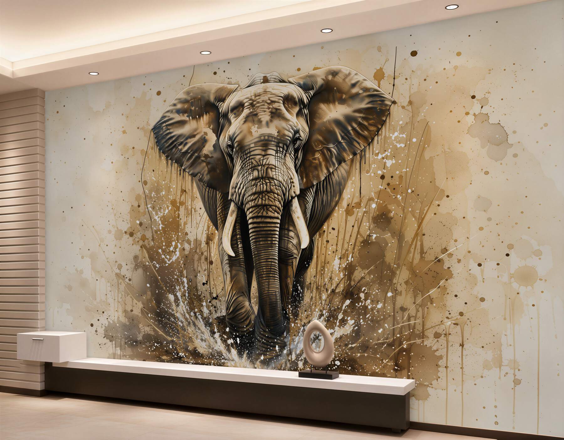 Fotobehang grote geschilderde olifant