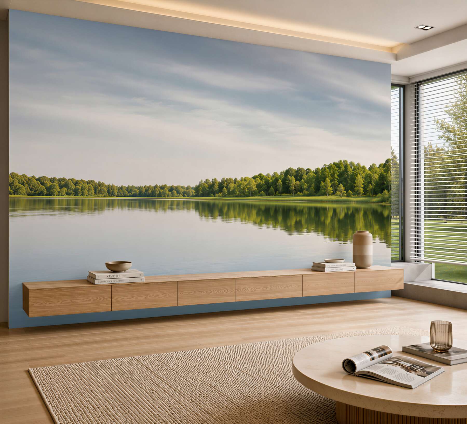 Fotobehang Meer en bos