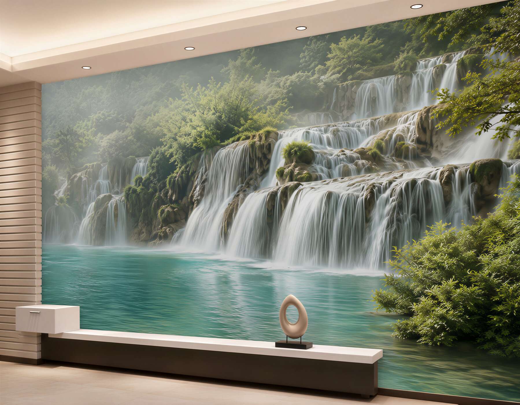 Fotobehang Sprookjesachtige waterval te midden van groen