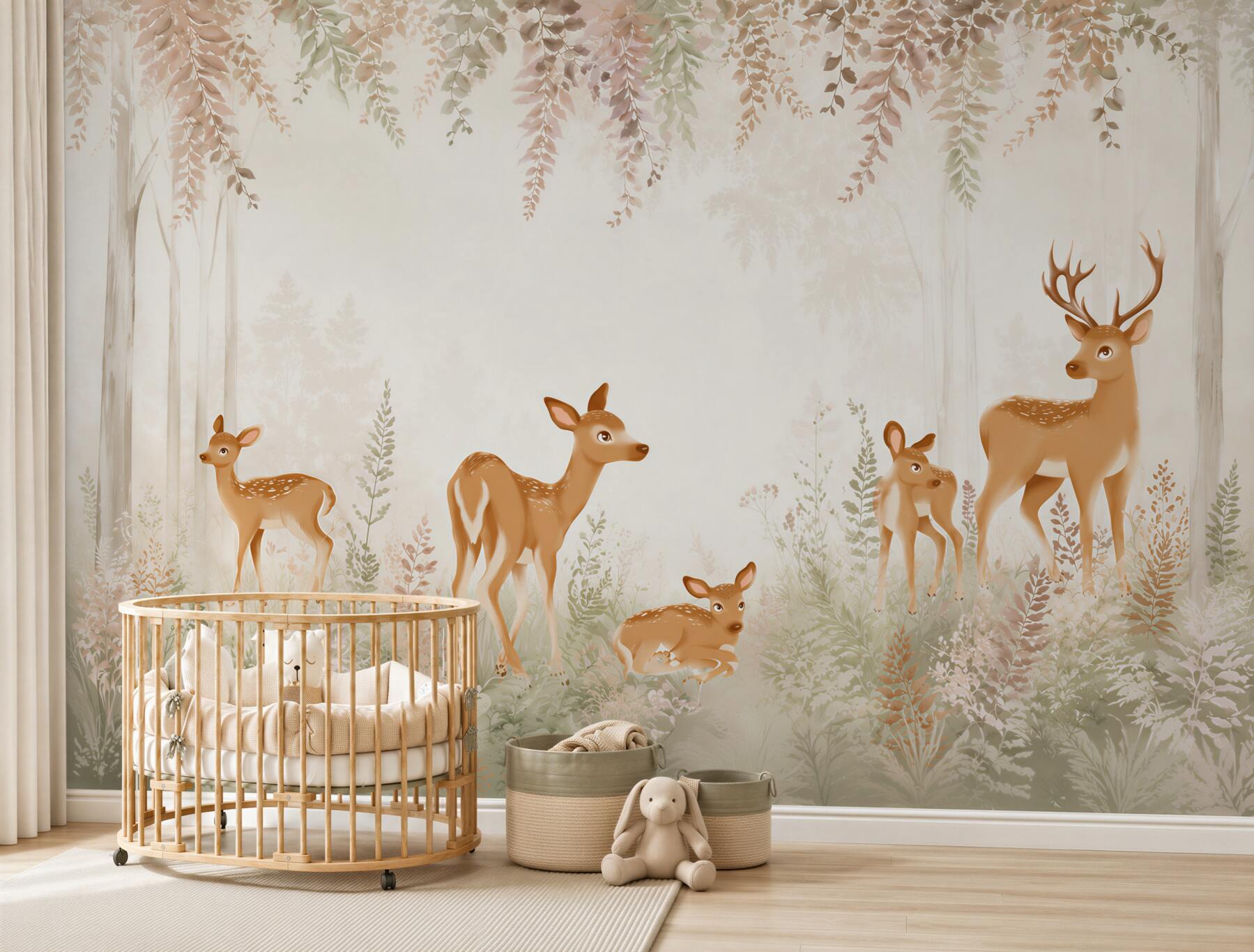 Fotobehang Familie herten rustend in het bos