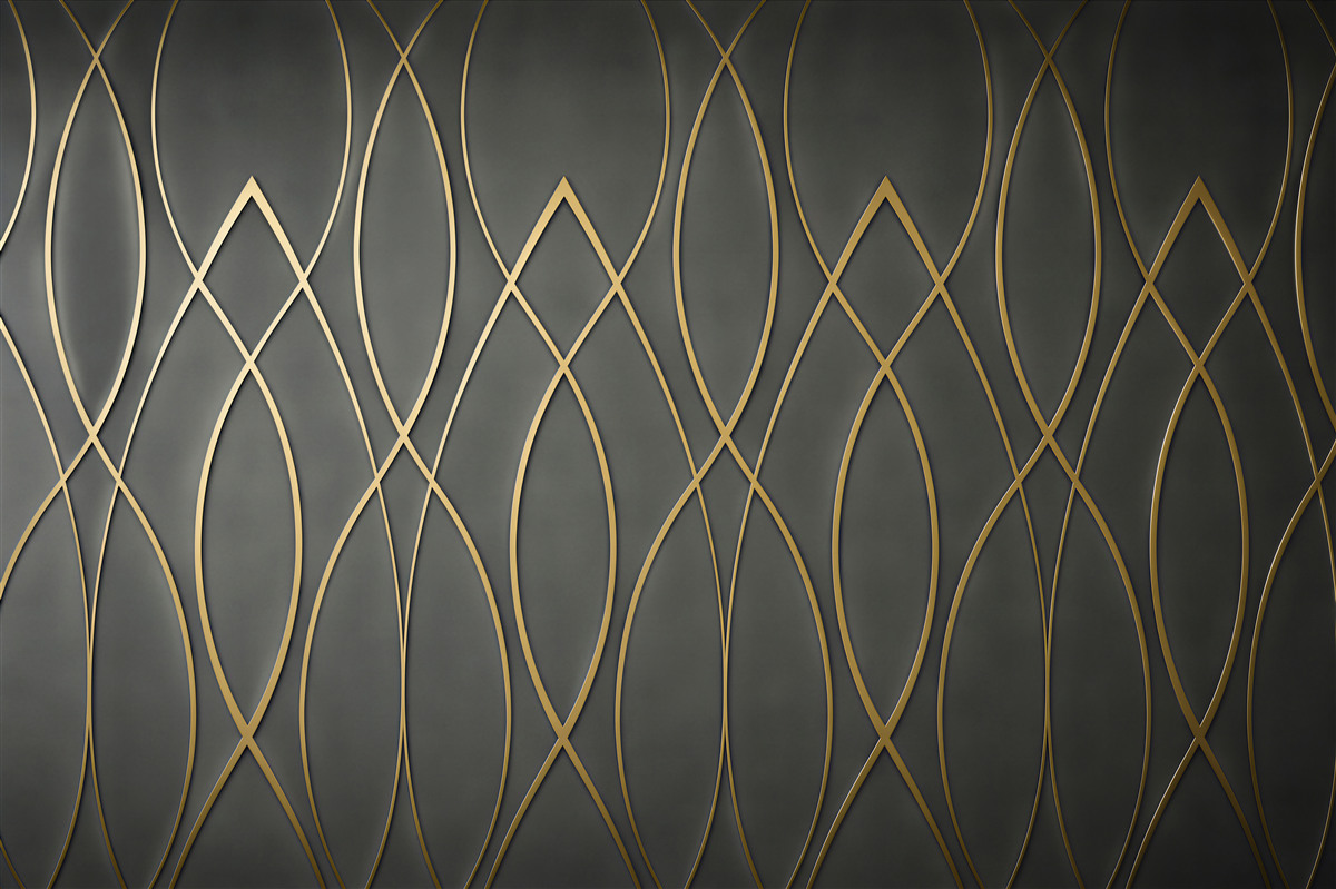 Fotobehang geometrisch patroon gouden lijnen op donkere achtergrond art deco