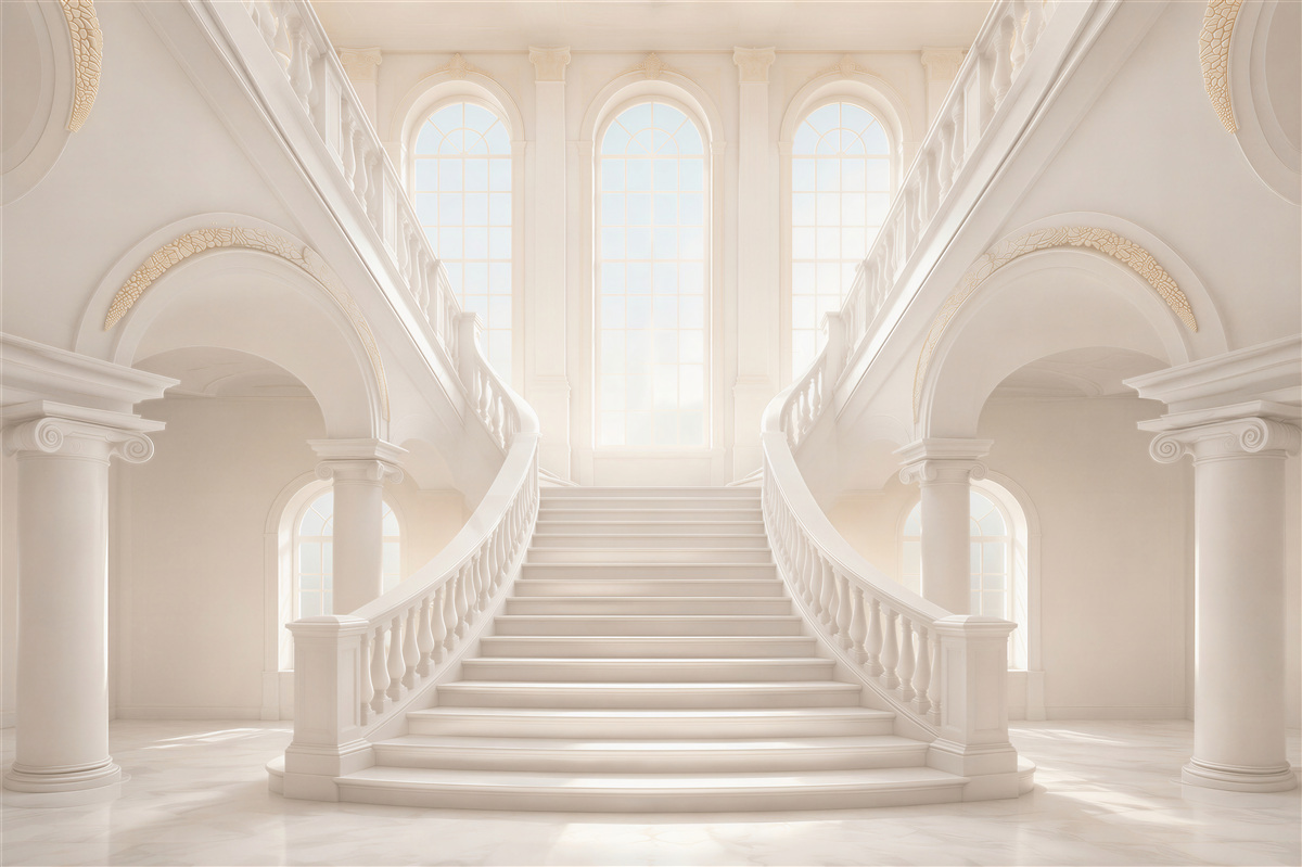 Fotobehang witte paleis trappen binnen elegante klassiek