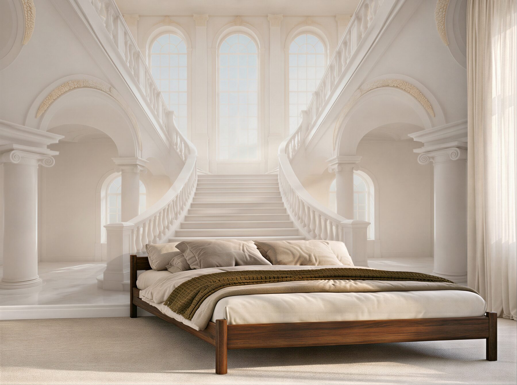 Fotobehang witte paleis trappen binnen elegante klassiek